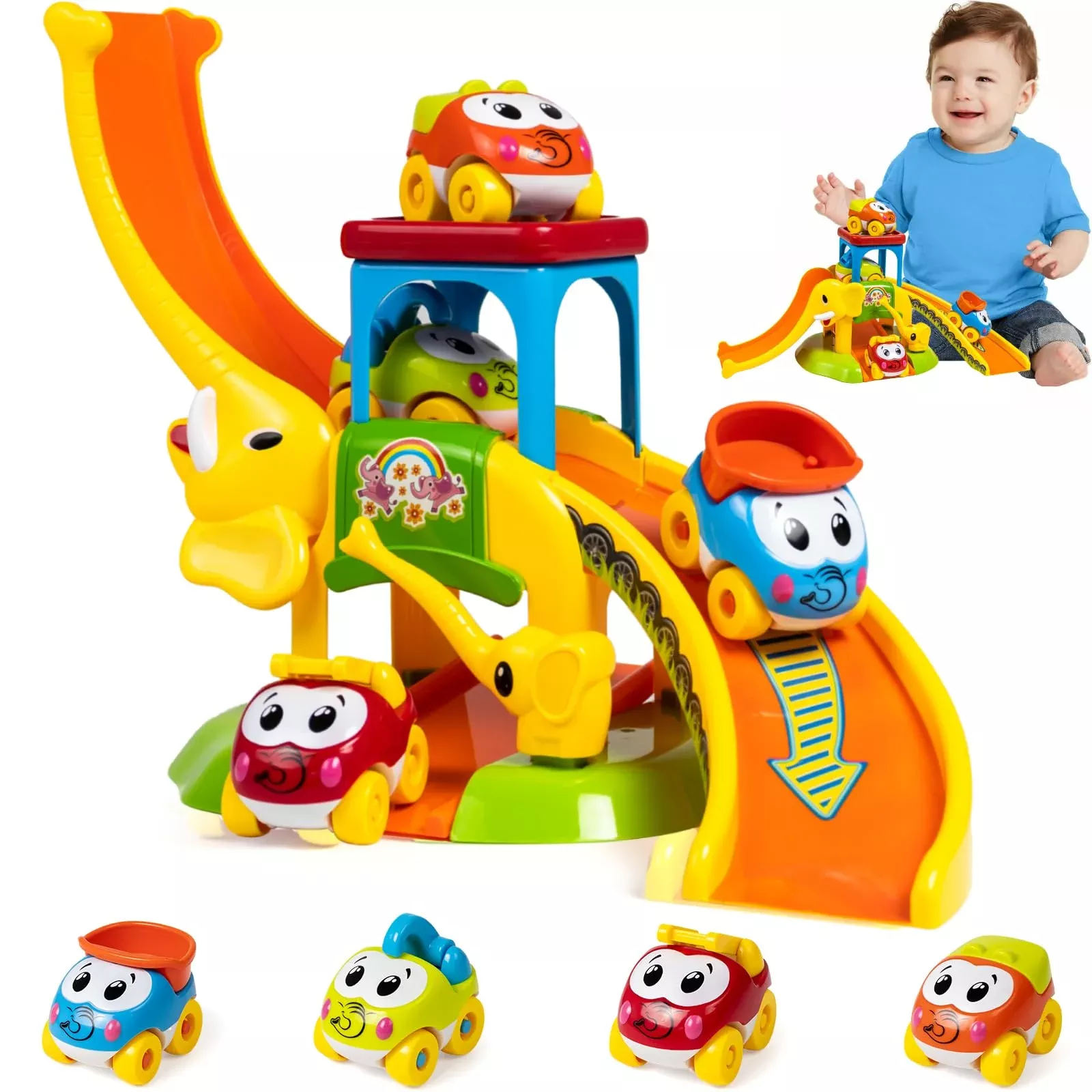 Marstone Elephant Slide Toy for Toddlers 1-3, Battery-Free, Medium