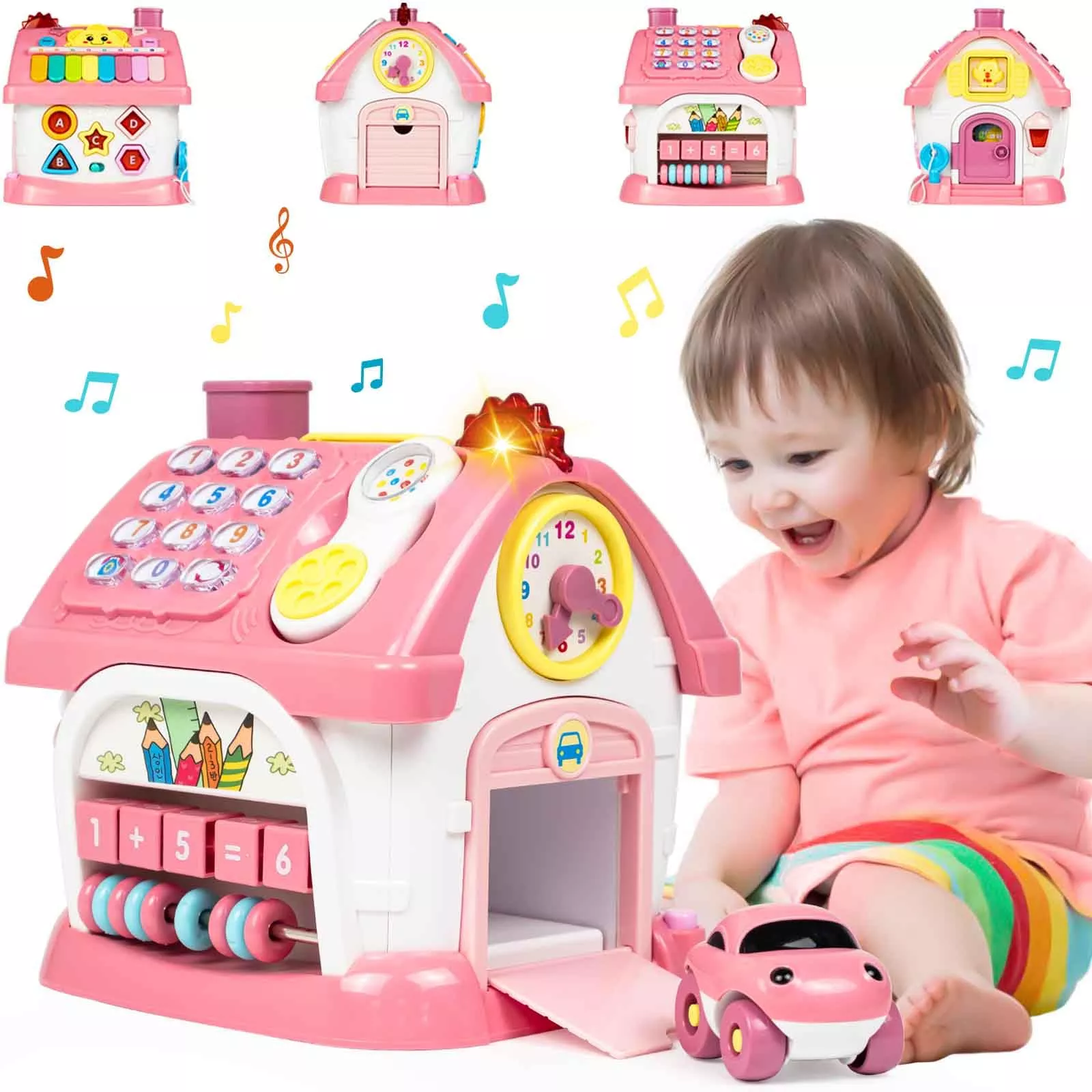 Marstone Multi-Functional Learning Playhouse Toy for Toddlers, Pink