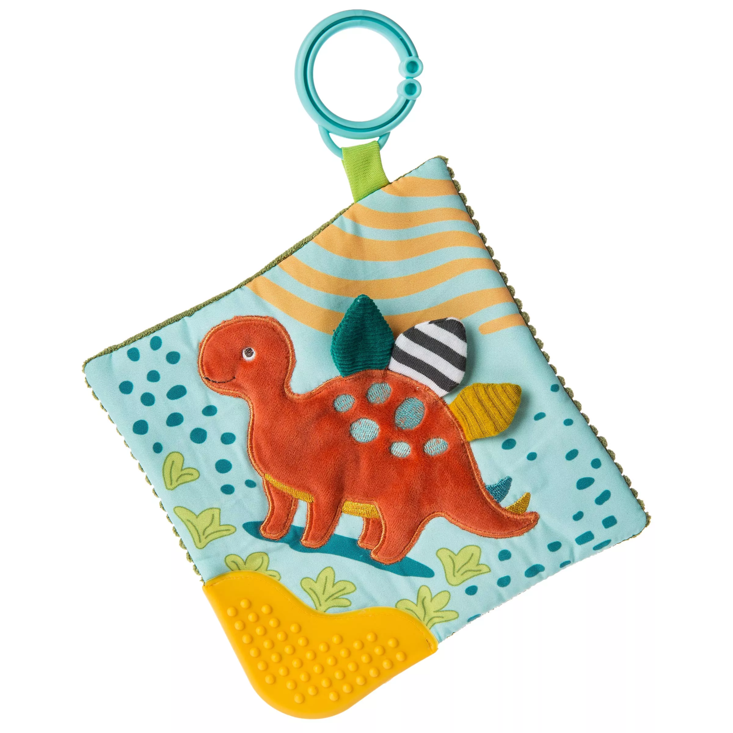 Mary Meyer Crinkle Teether Toy for Babies, 6x6 inches, Dinosaur