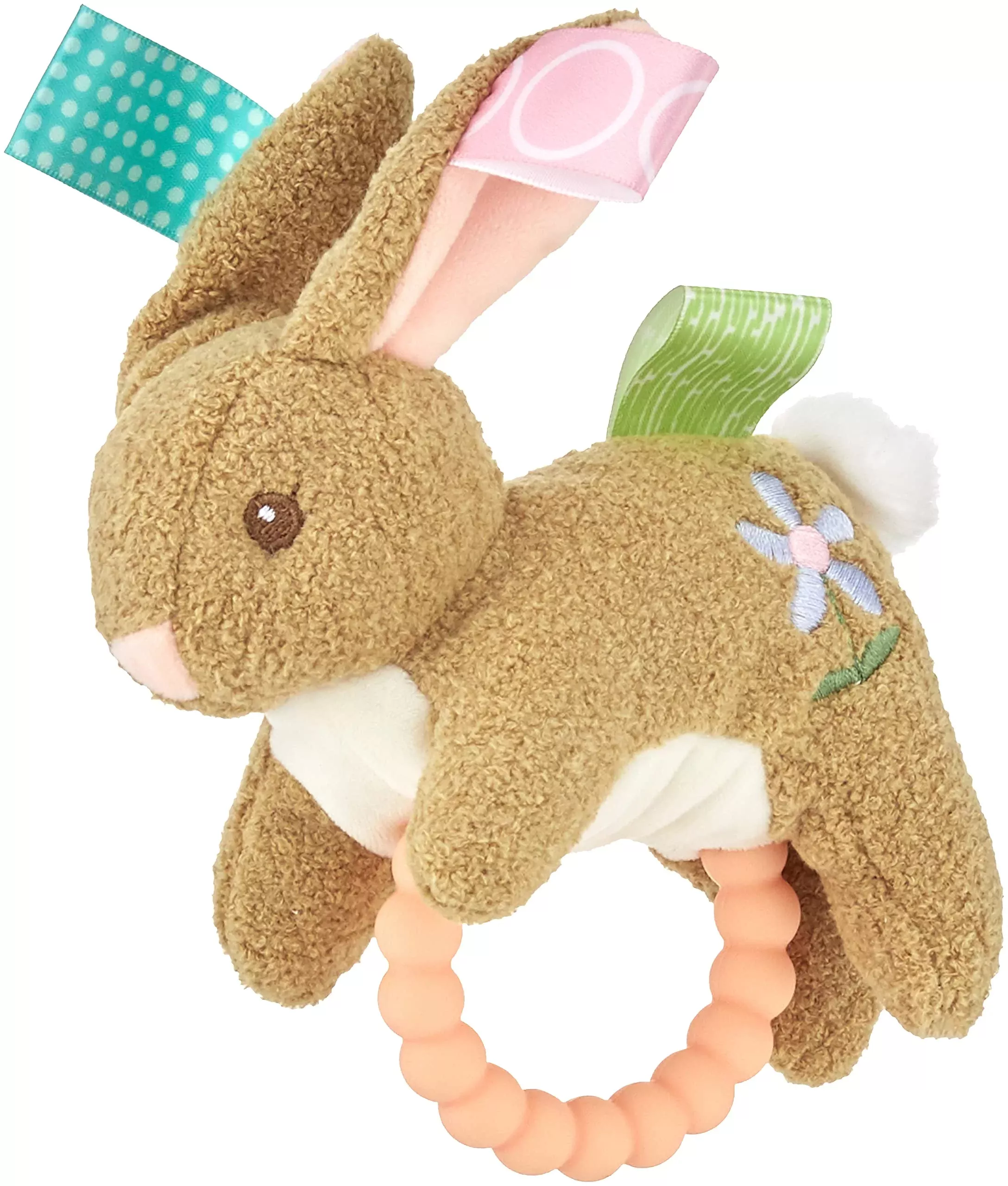Mary Meyer Harmony Bunny Teether Rattle 6-Inch White/Pink