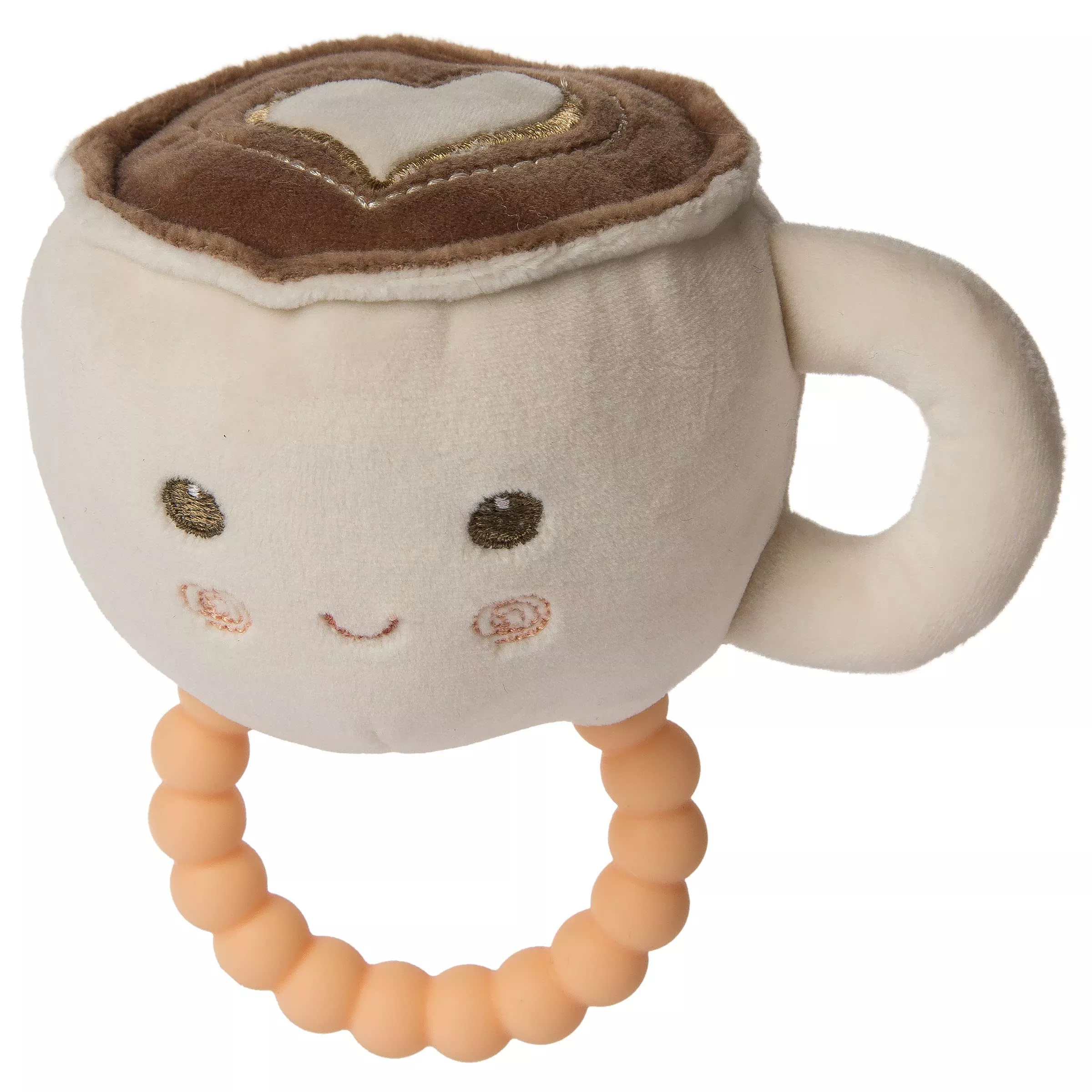Mary Meyer Sweet Soothie Soft Baby Rattle With Teether Ring, Latte