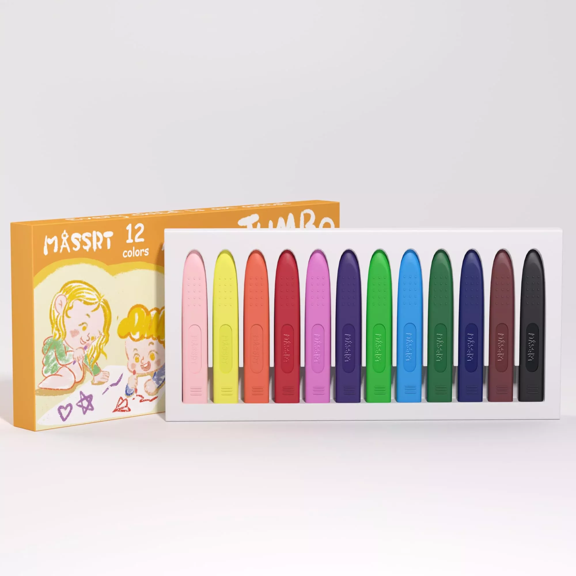 MASSRT Jumbo Crayons for Toddlers, Non-Toxic, 12 Count