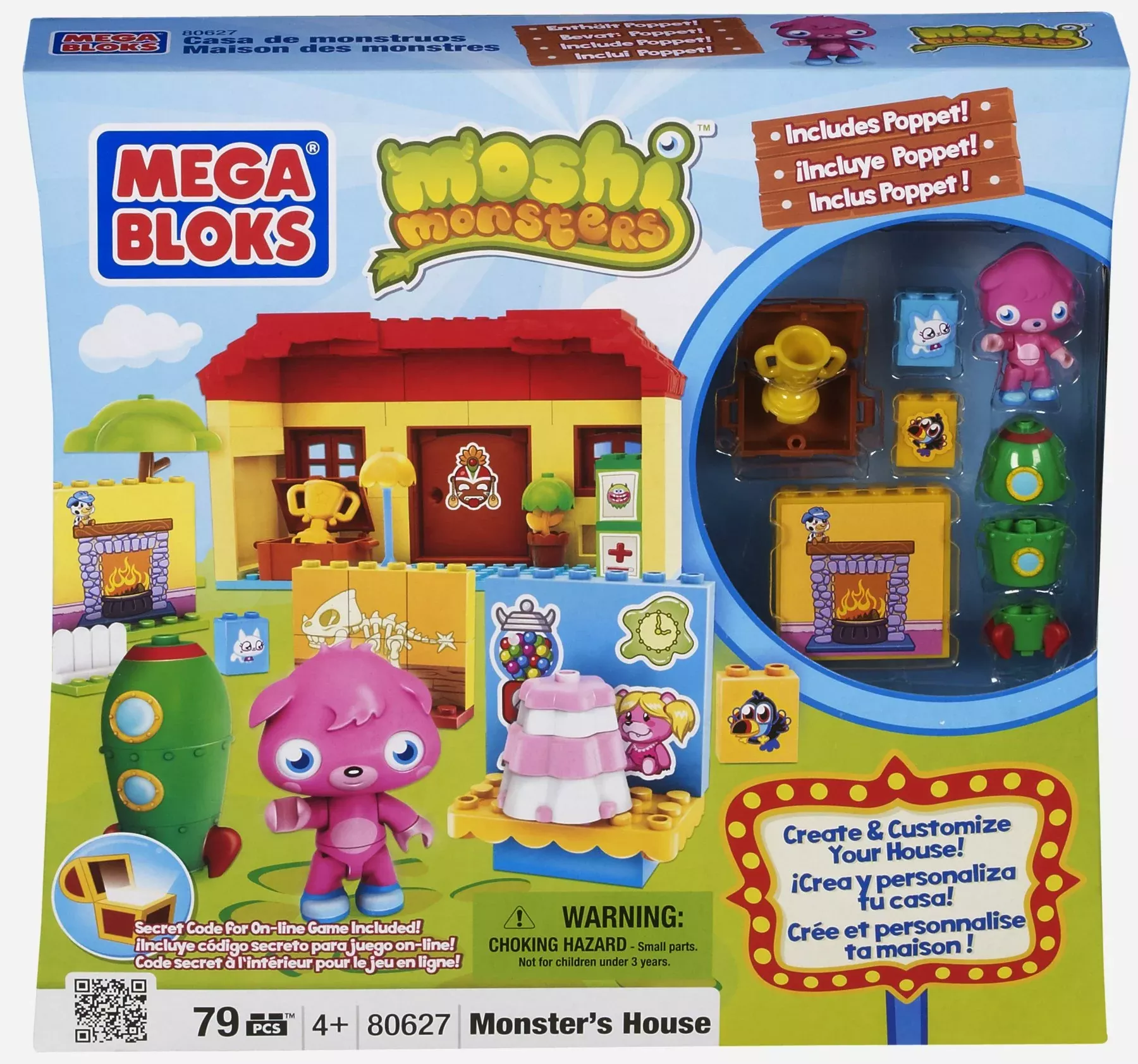 Mattel Mega Bloks Moshi Monsters Monster's House Buildable Playset Red/Green/