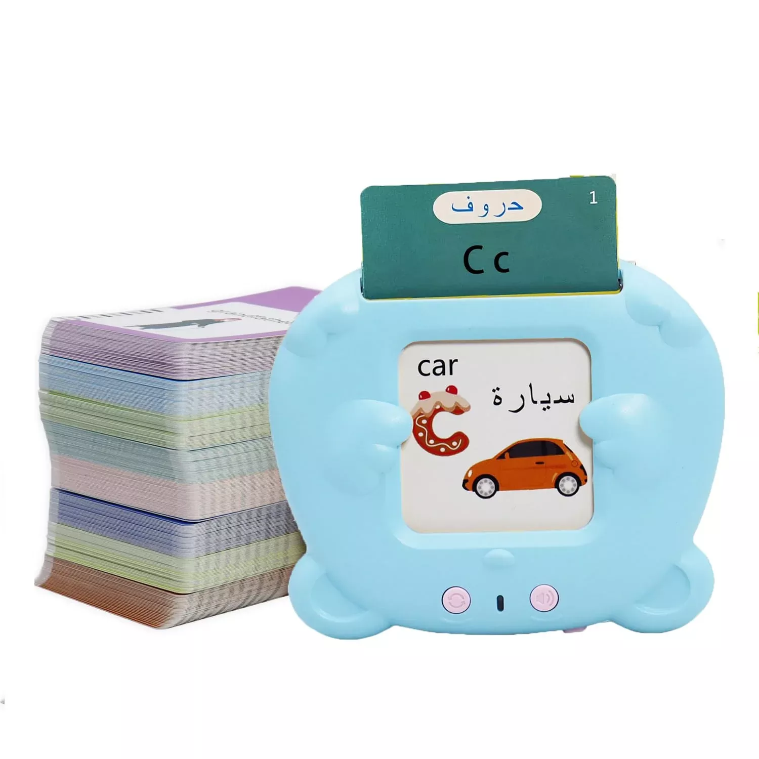 MAYAPHILOS Talking Flash Cards for Kids, English & Arabic, Blue, 510