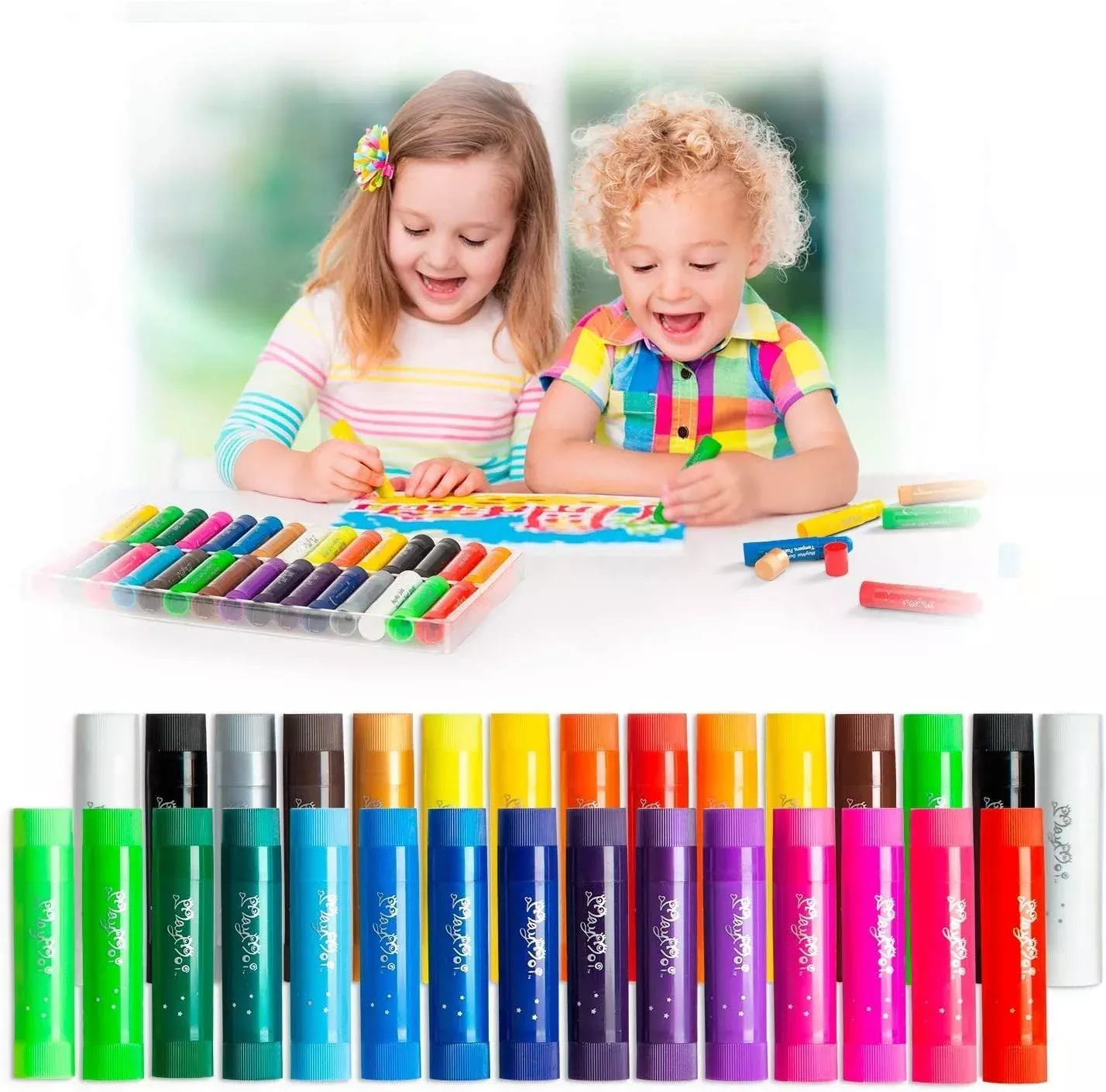 MayMoi Tempera Paint Sticks for Teens & Adults, 30 Colors, 1 Count