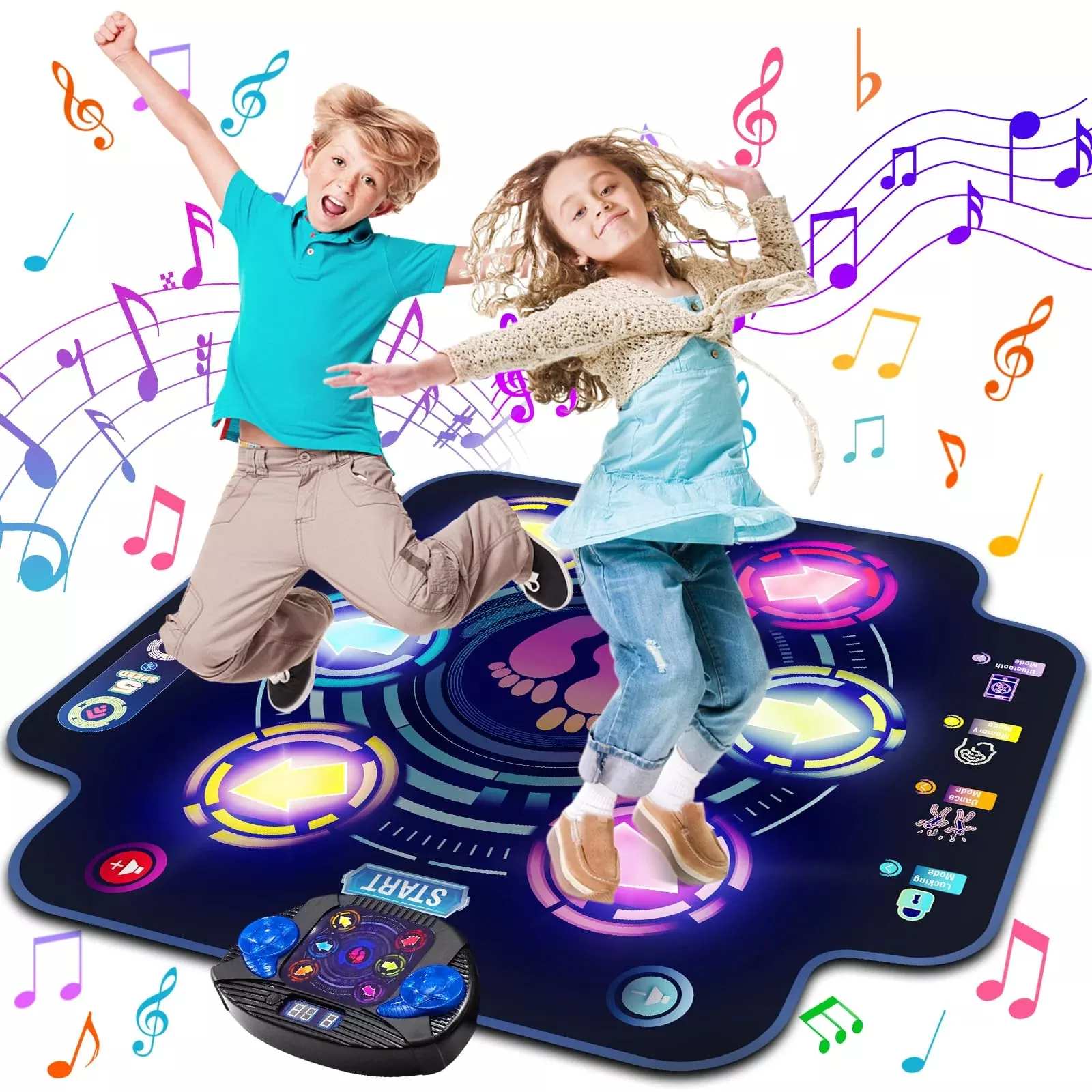 Maysida Large Black Dance Mat for Kids with Bluetooth & 6 Buttons