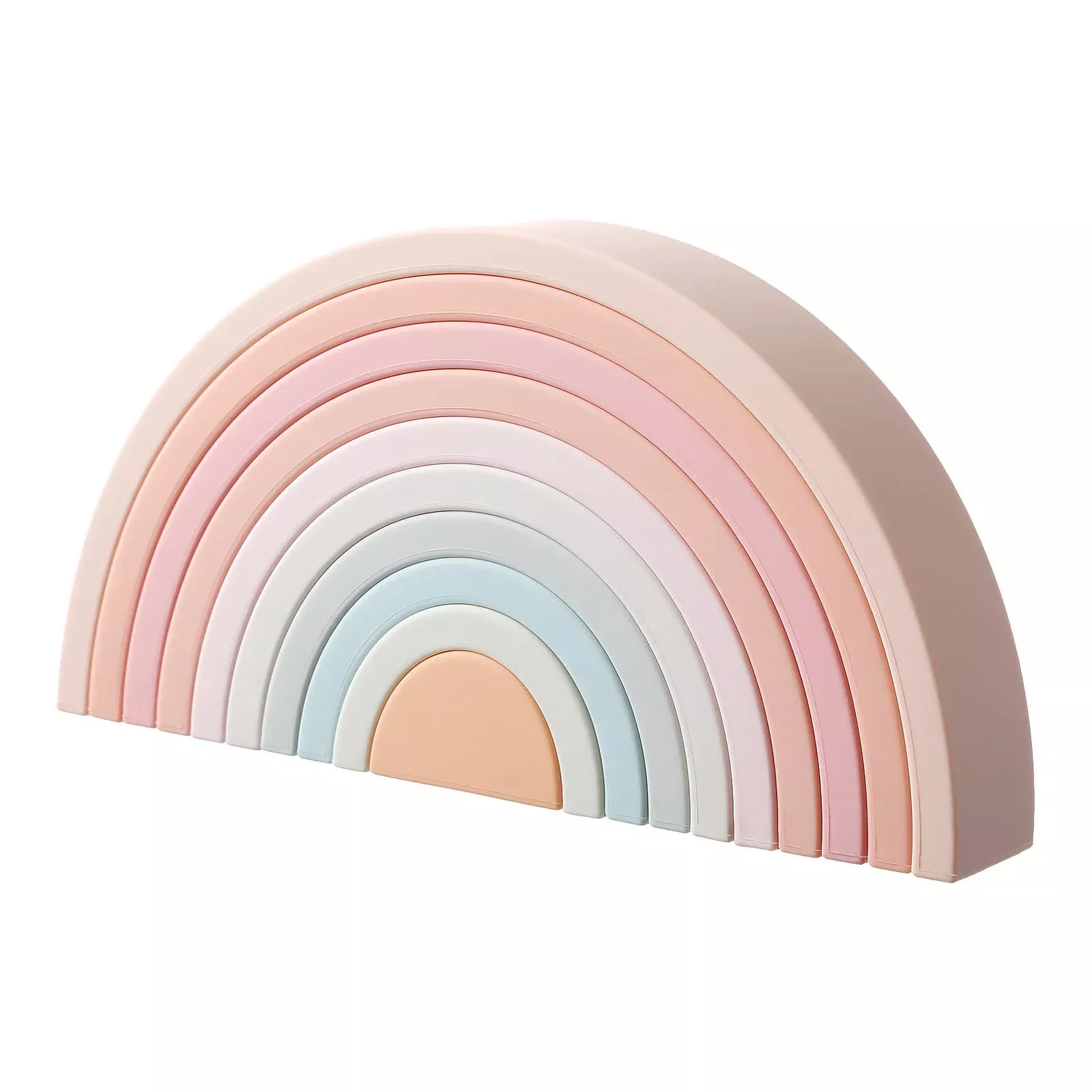 MCGMITT Rainbow Stacking Toy, Silicone, 10 Layers, Pink