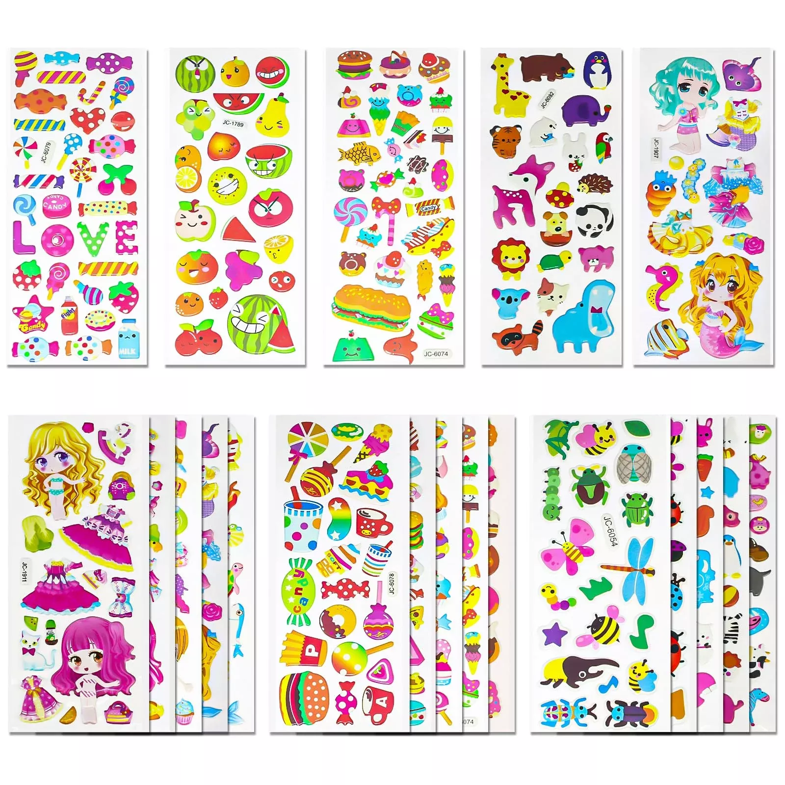 Meafeng Puffy Stickers for Kids - 530+ Multicolor Self-Adhesive Pack