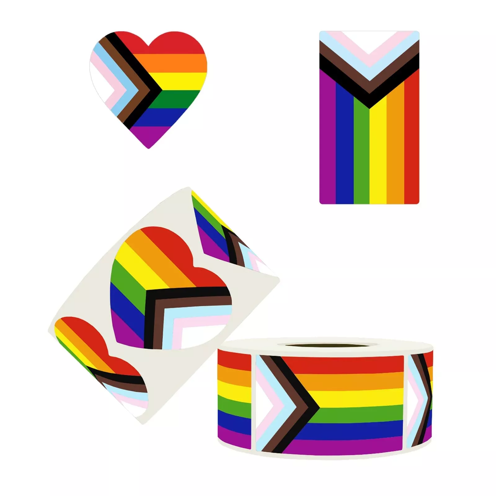 MEPLUM Progress Pride Stickers 1000 pcs 1.2"x2" &