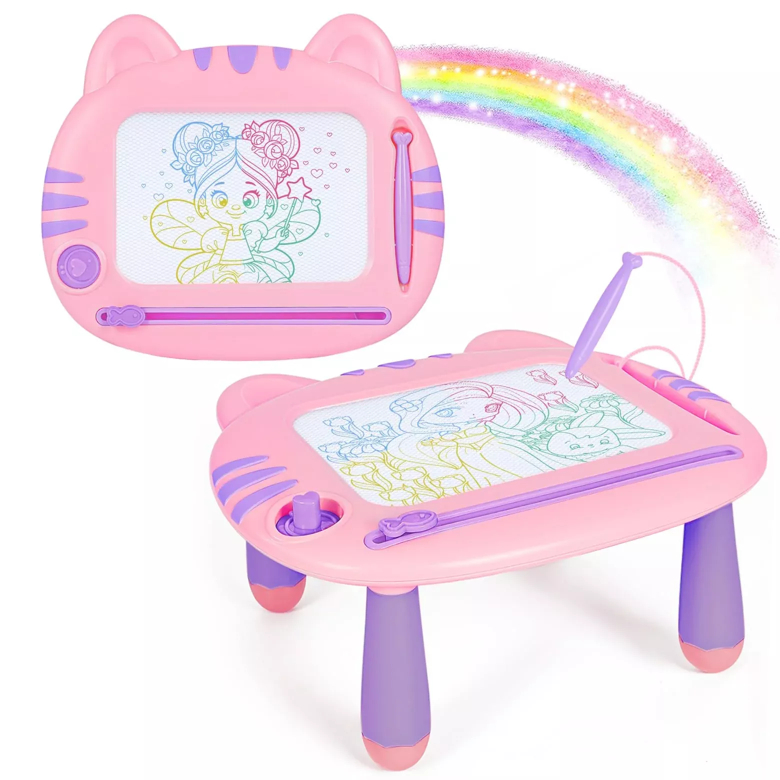 MERGUEZ Magnetic Drawing Board for Toddlers, Pink, 12"W x
