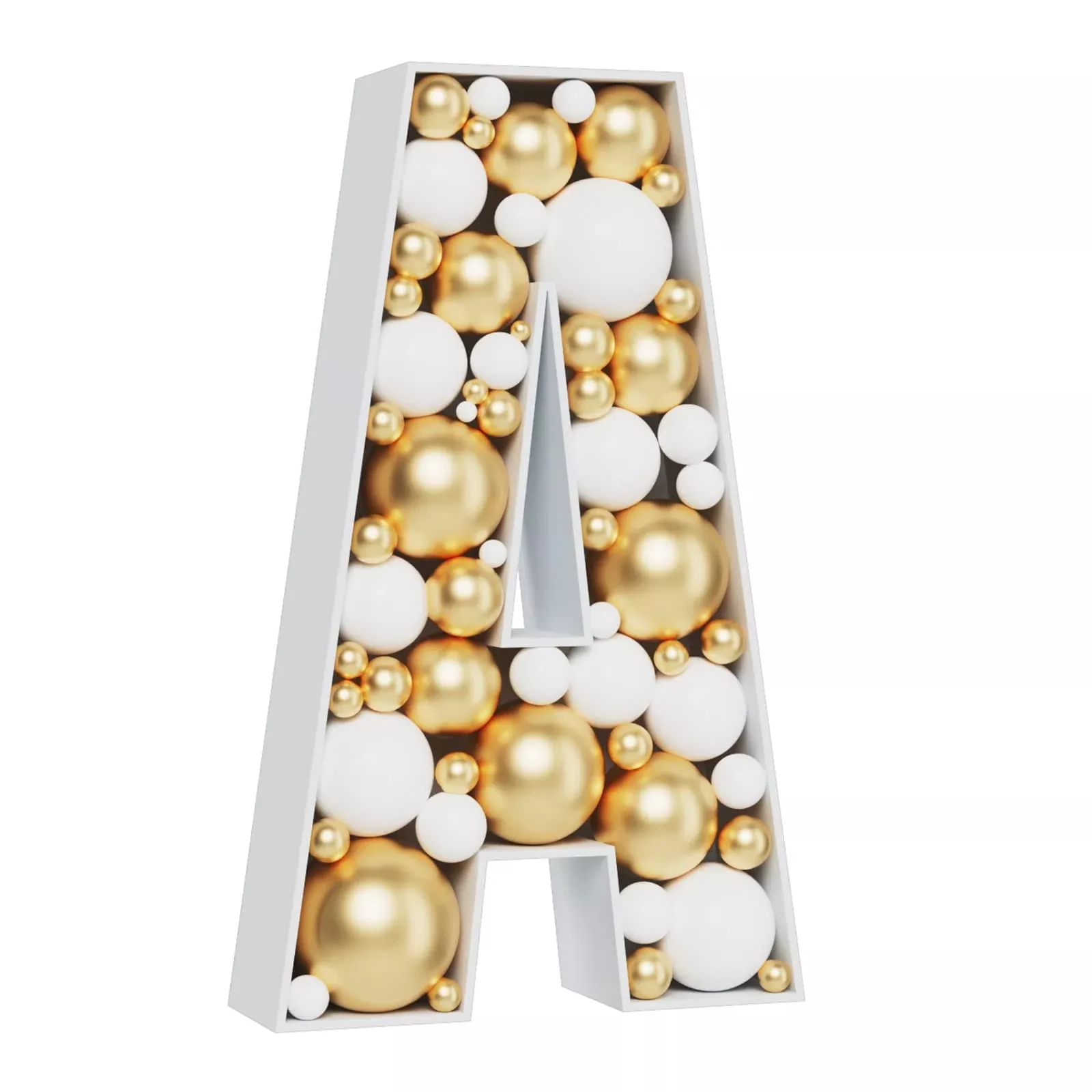 MEYSIMOON 3ft Mosaic Balloon Letter Frame - White, Easy Assemble
