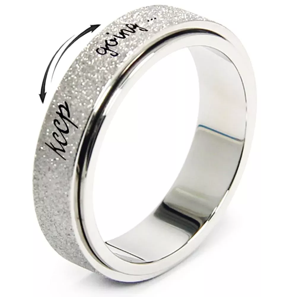 MHWTTY Anxiety Ring for Women Fidget Spinner Ring Size 7 Black