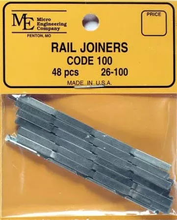 Micro Engineering 26-100 Code 100 Rail Joiners 48 Pack
