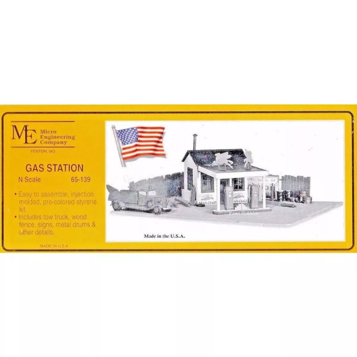Micro Engineering 65-139 N Scale 1940's Gas Station Kit