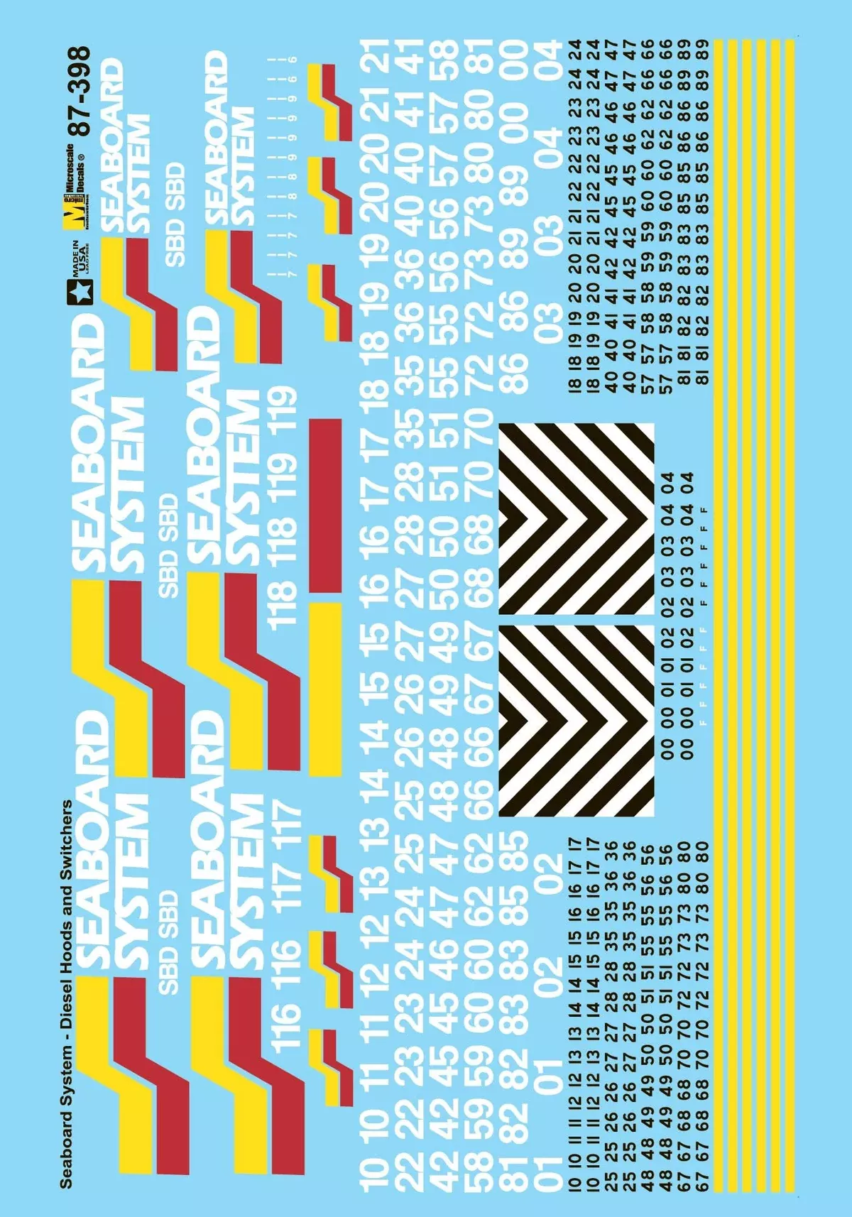 Microscale 87-398 HO Scale Seaboard System (1980) EMD & GE Diesel Decals
