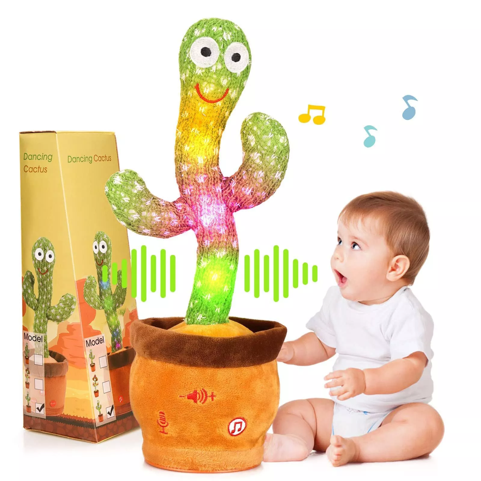 MILEGI Dancing Cactus Toy, 13.8 Inch, Volume Adjustable, Kids Gift