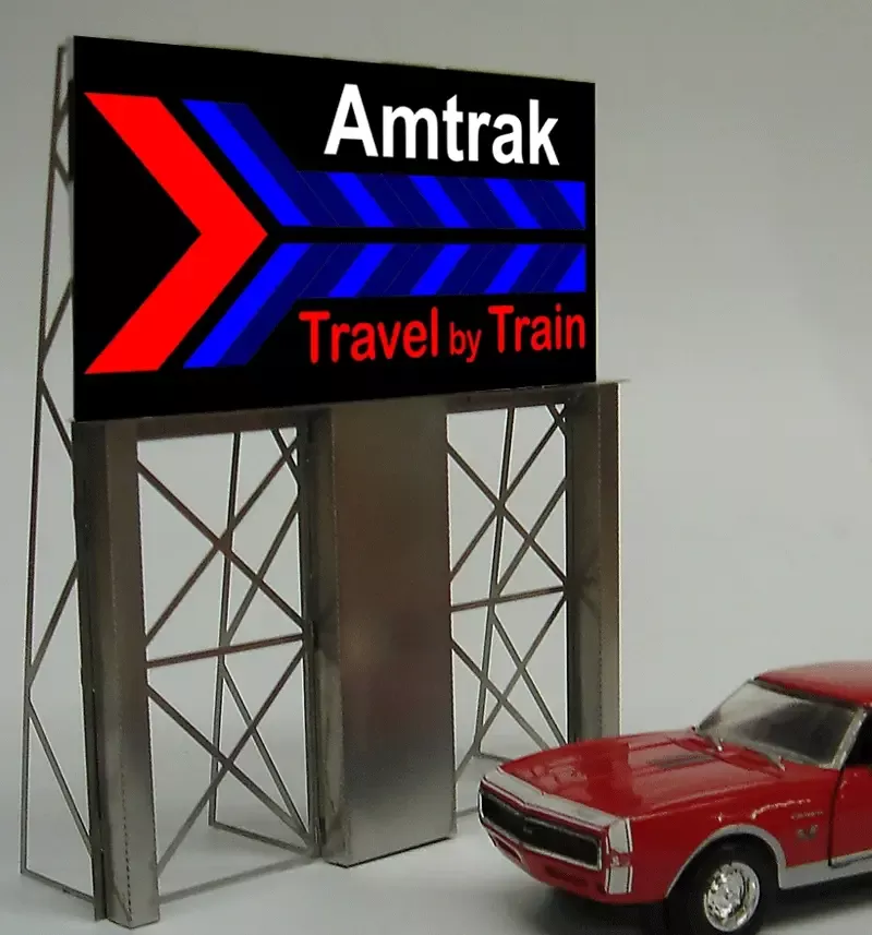 Miller Engineering 8281 Large Amtrak Travel by Train Neon Roadside Billboard Sign