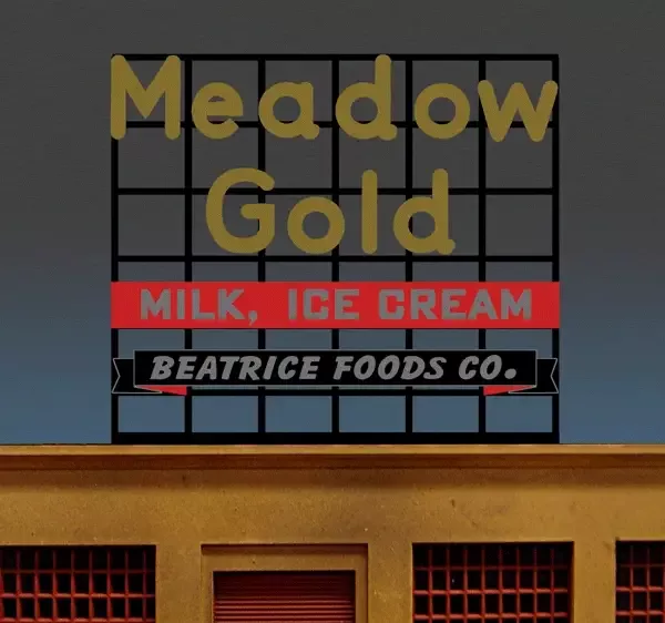Miller Engineering 881951 Large Meadow Milk, Ice Cream Neon Rooftop Billboard