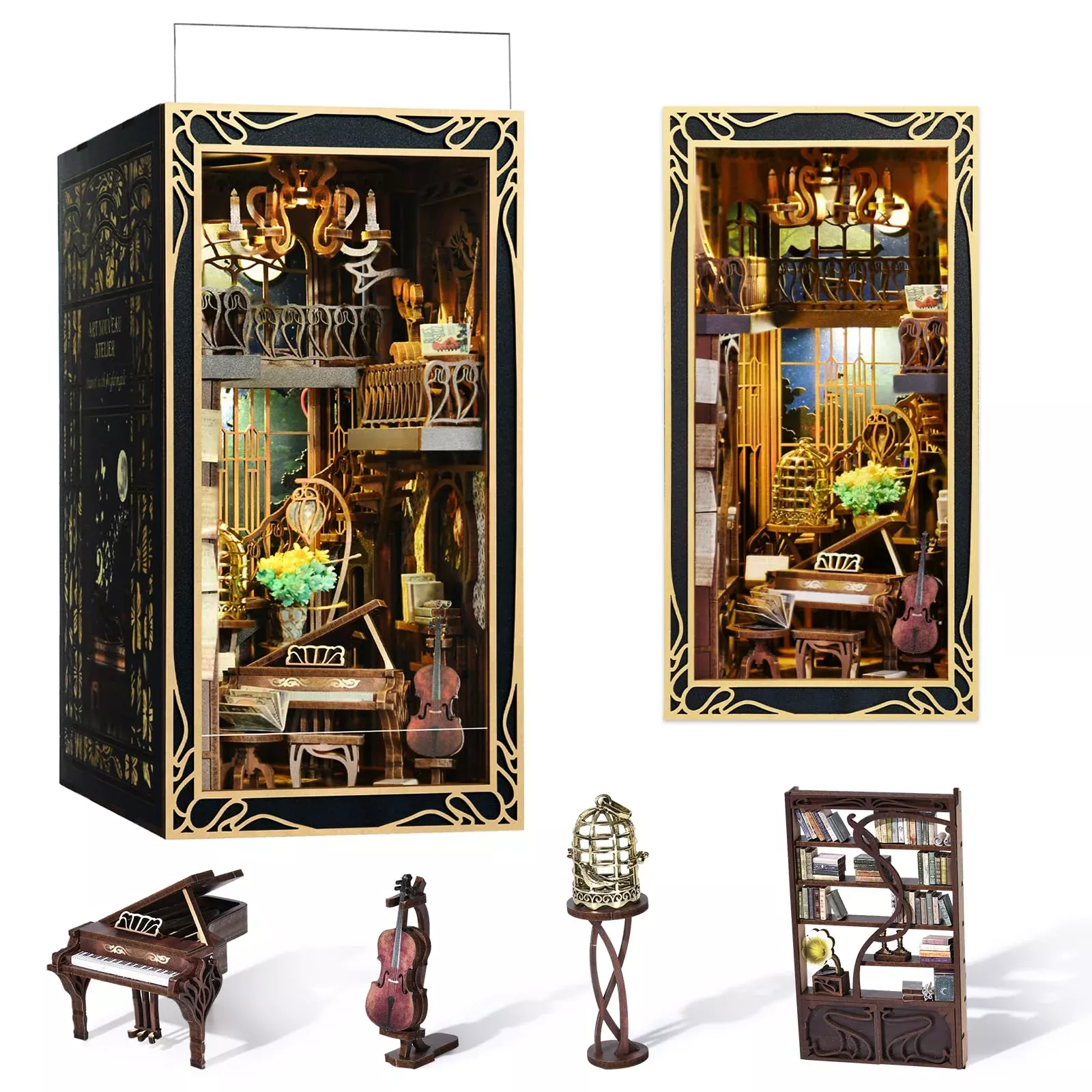 MiniCity Book Nook Kit - Pianist with Nightingale, 4.3x7