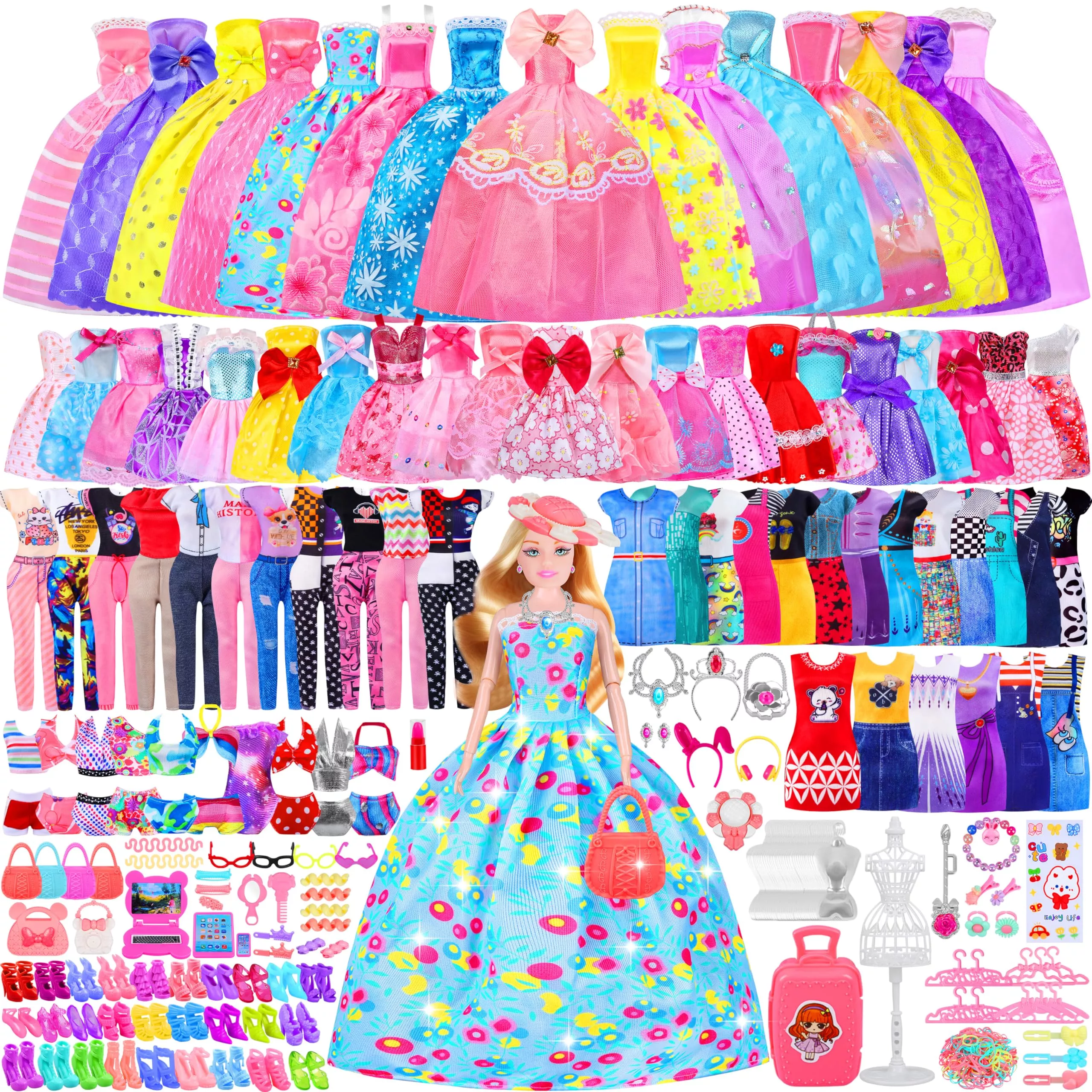 MINIFUN Doll Clothes Set for 11.5-inch Dolls, 342 Pcs,