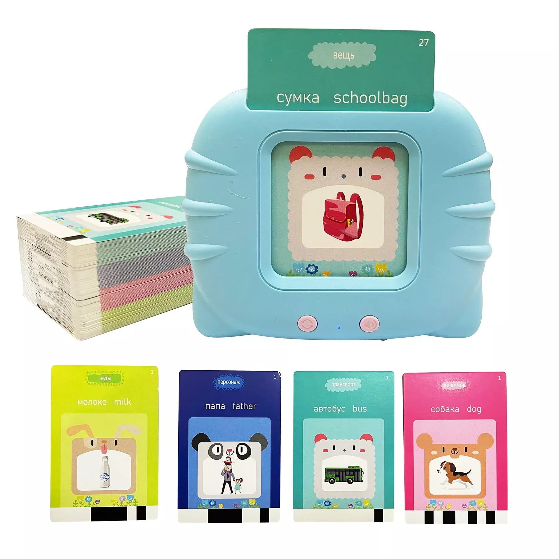 MINMEER Russian English Flash Cards - 112 PCS, Bilingual Learning for