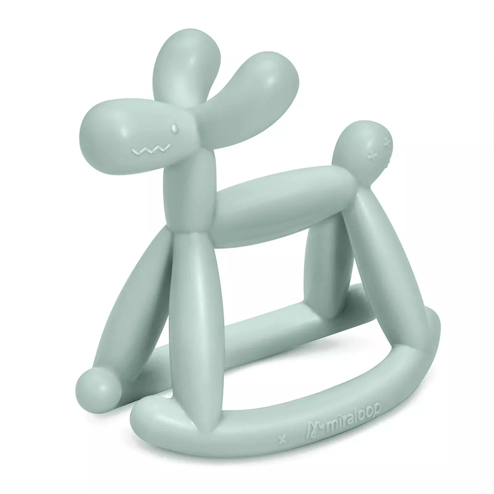 MIRALOOP Jelly Dog Teether for Babies 0-6 Months Mint Green Silicone