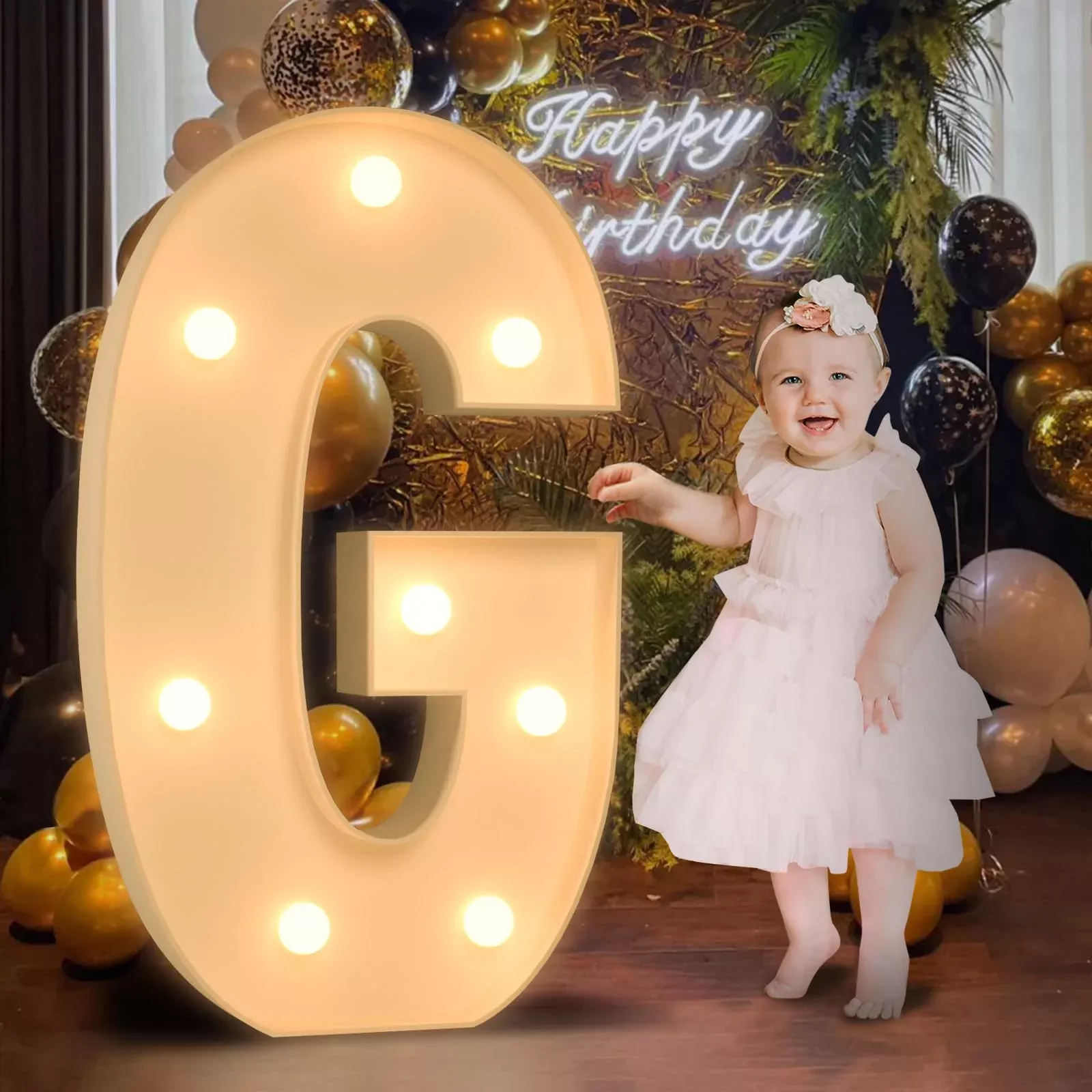 Mixifox 3FT Light Up Letter G for Party Decoration, Warm LED