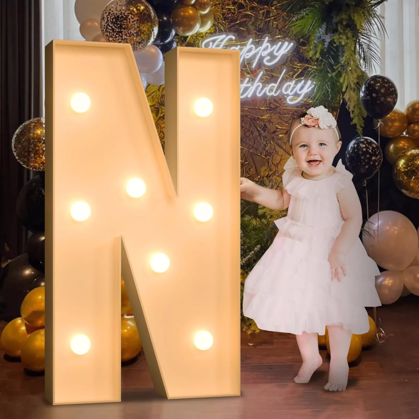 Mixifox 3FT Light Up Letter N for Party & Event Decoration