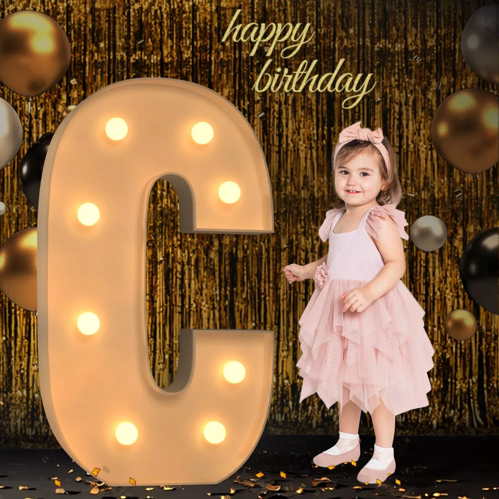 Mixifox 3FT Light Up Marquee Letter C Foam Board Party Decoration