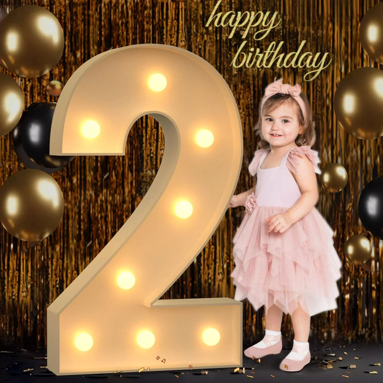 Mixifox 3FT Marquee Light Up Number 2 Foam Board Party Decor