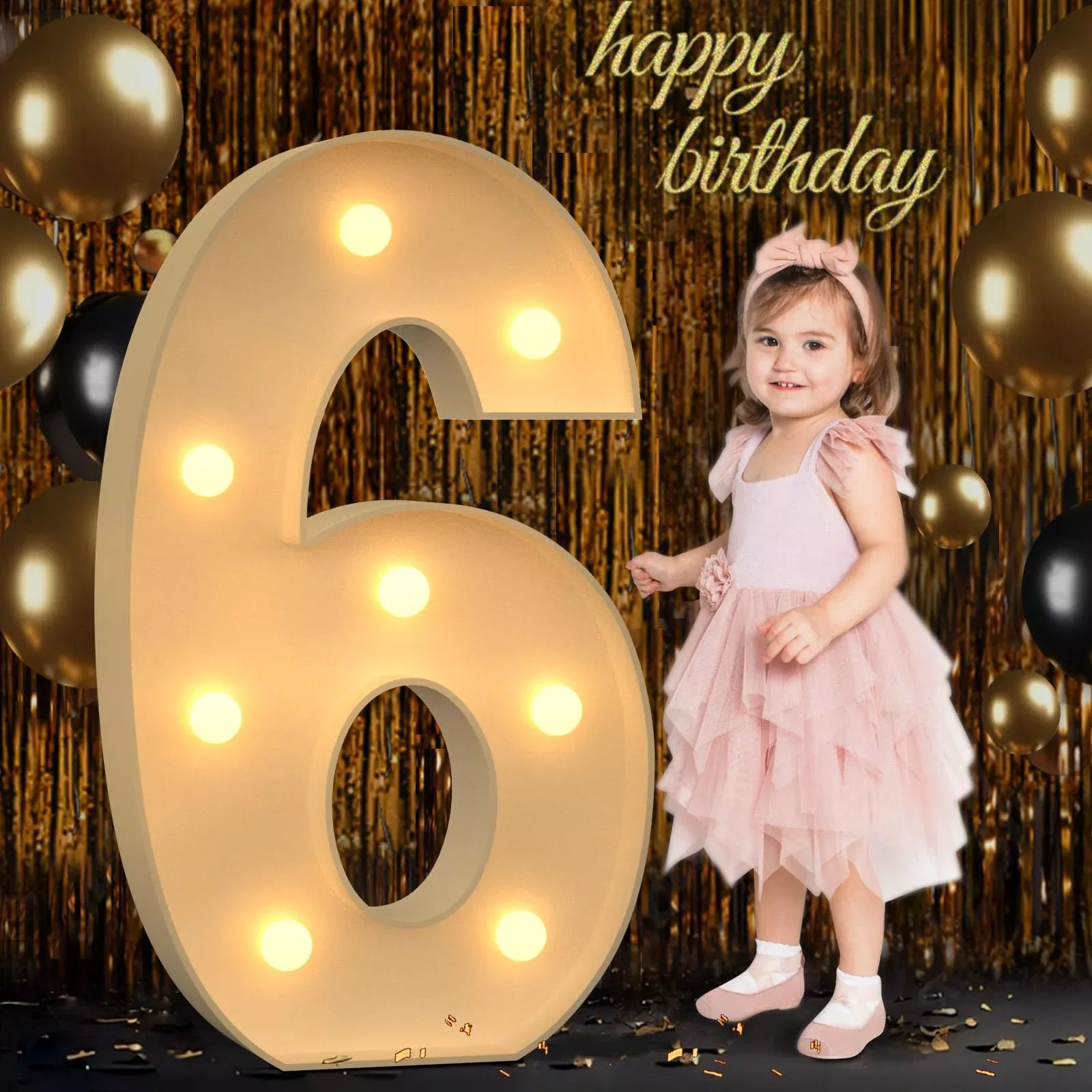 Mixifox 3FT Marquee Light Up Number 6 Foam Board Party Decor