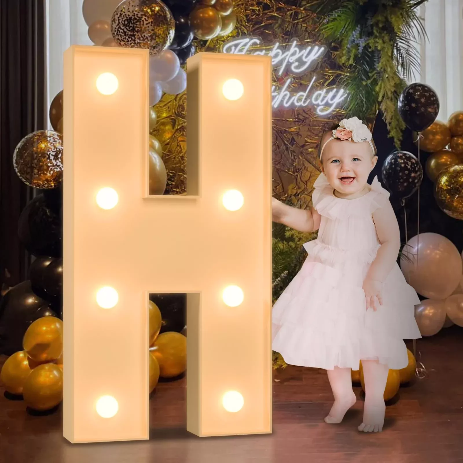 Mixifox Light Up Letters for Events 3FT Foam Board Letter H