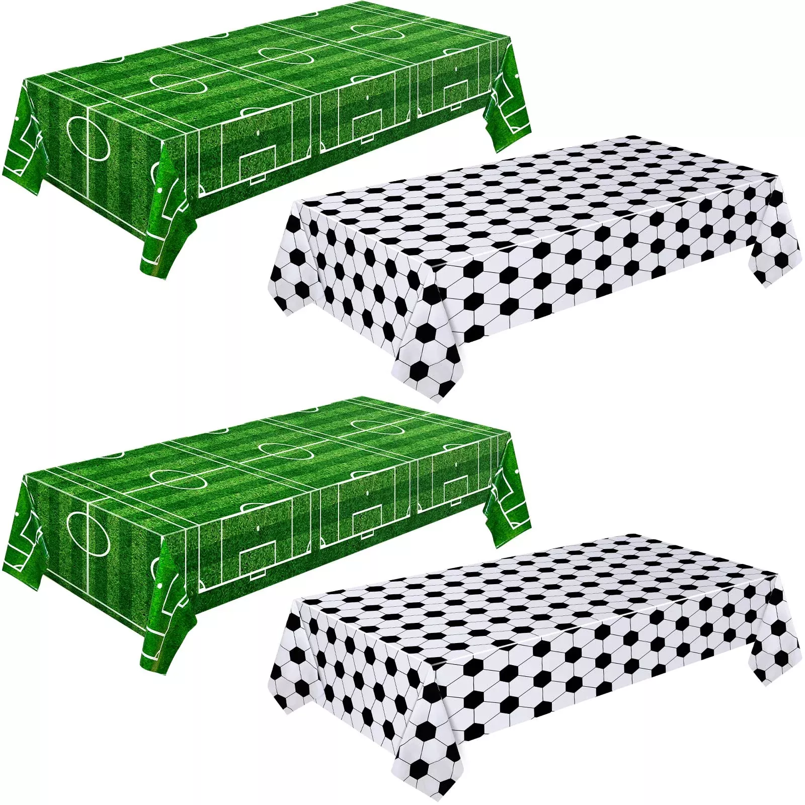 Mixweer Soccer Tablecloth Set 54x108 Inch Plastic 4 Pieces