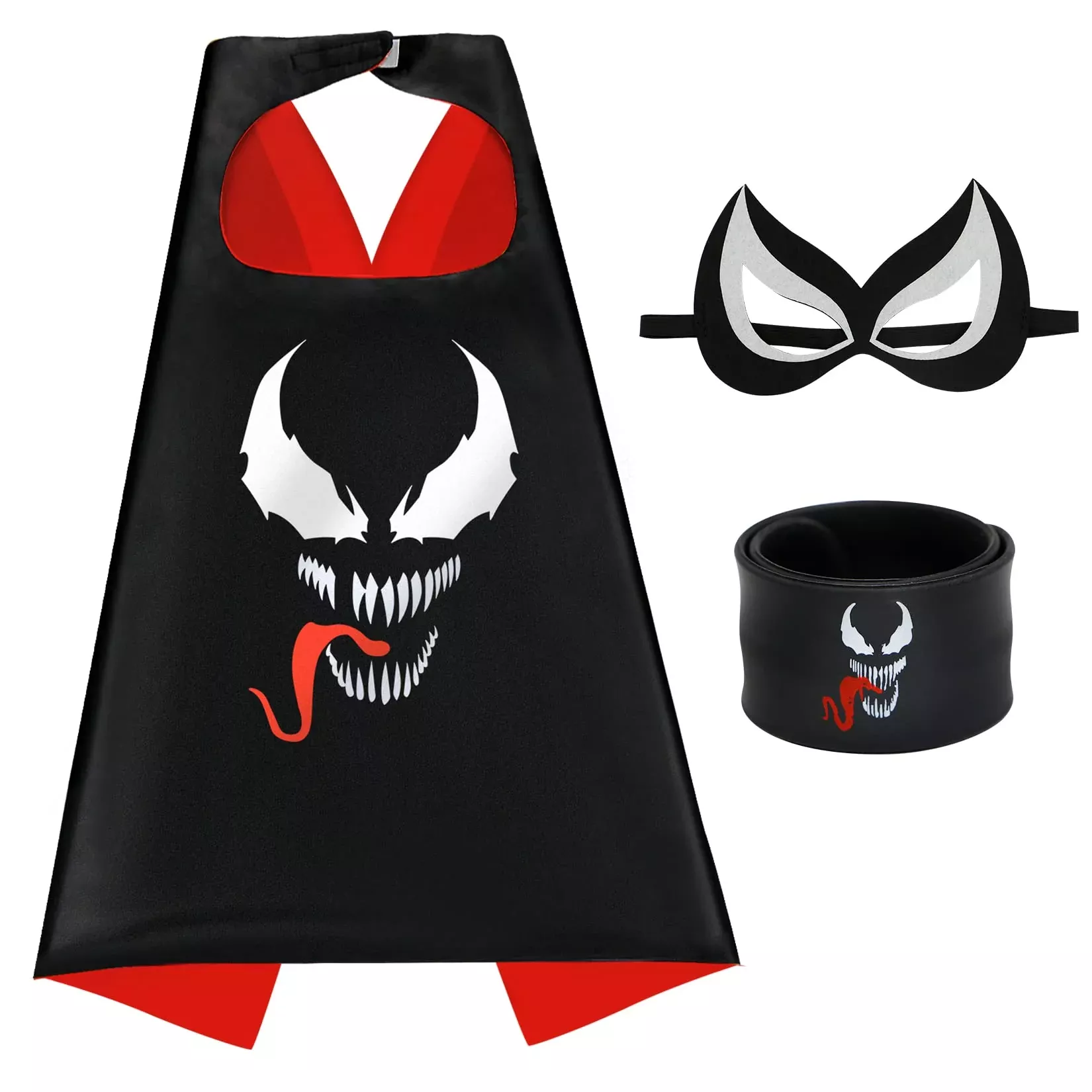 Mizzuco Superhero Cape for Kids S-M-L Black/White Reversible Satin