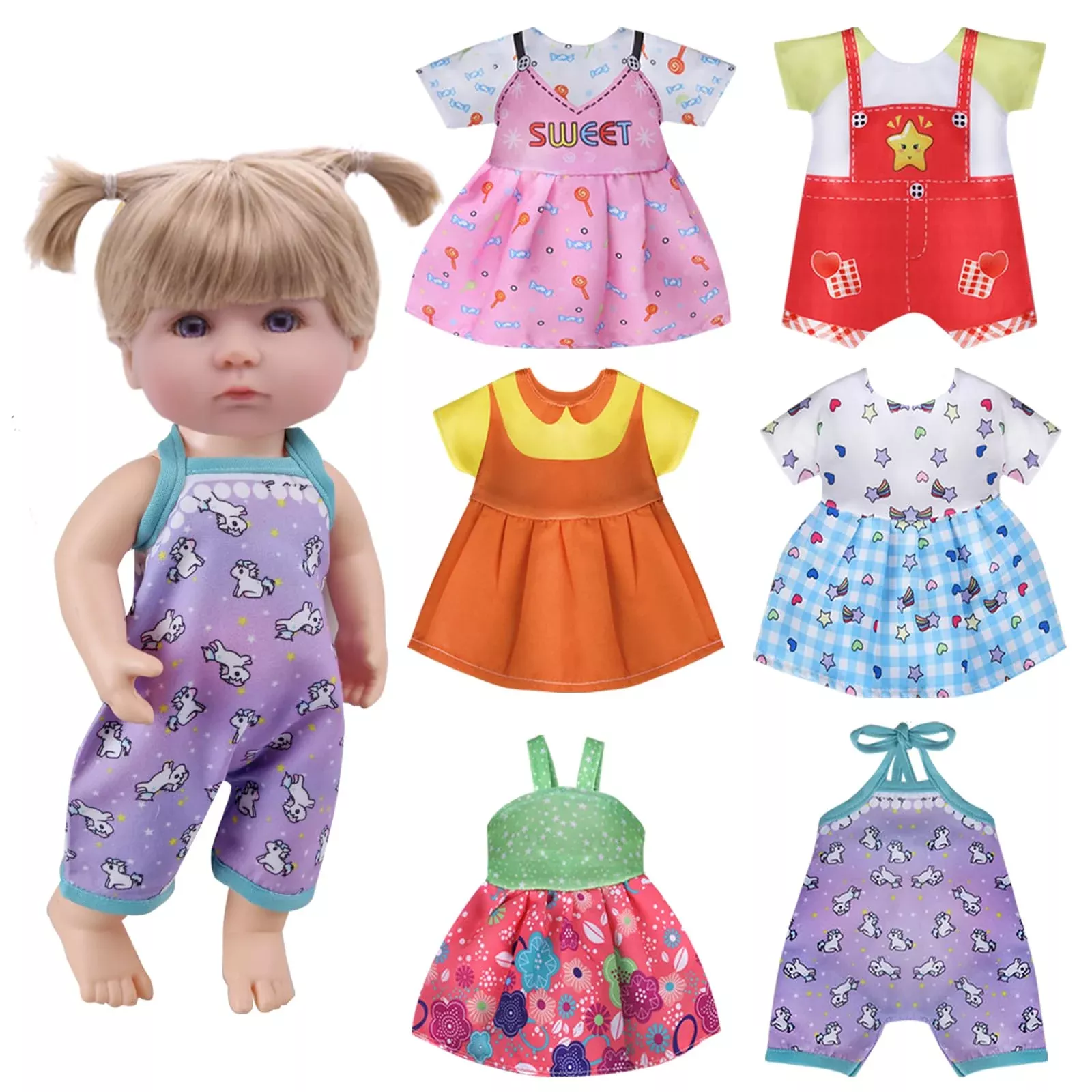 MLcnleS Doll Clothes Set for 10-12.5 Inch Dolls, 6