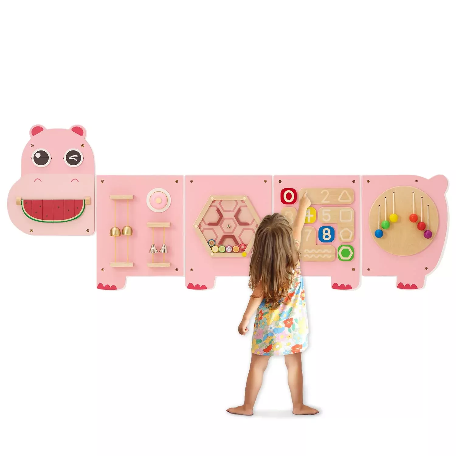Monlurd Hippo Montessori Educational Activity Cube, Sensory Wall Toys