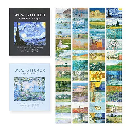 Monolike Wow Stickers 11-Pack Gogh + Monet Design 4.17x2