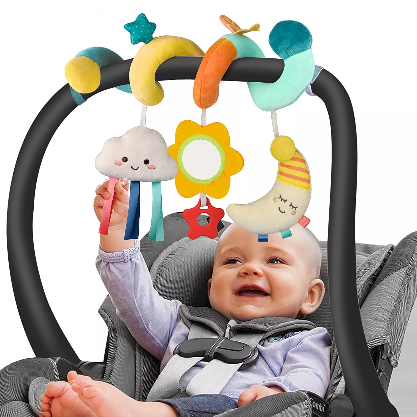 MONSTIME Car Seat Toys for Infants 0-6 Months Multicolored Medium