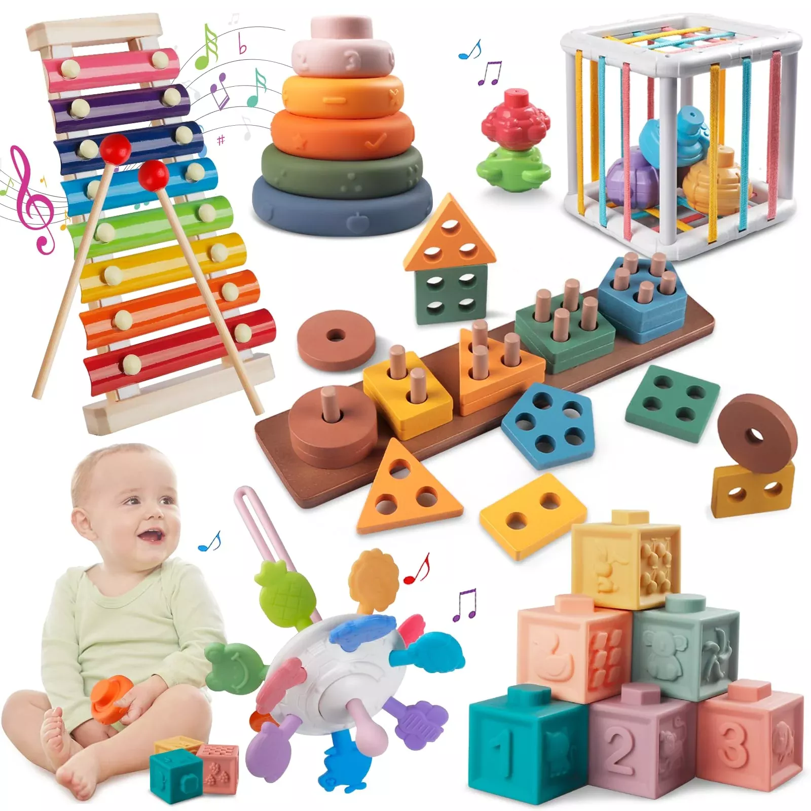 Montessori Baby Toys For 1+ Year Old - Sorting Stacking Learning Toys