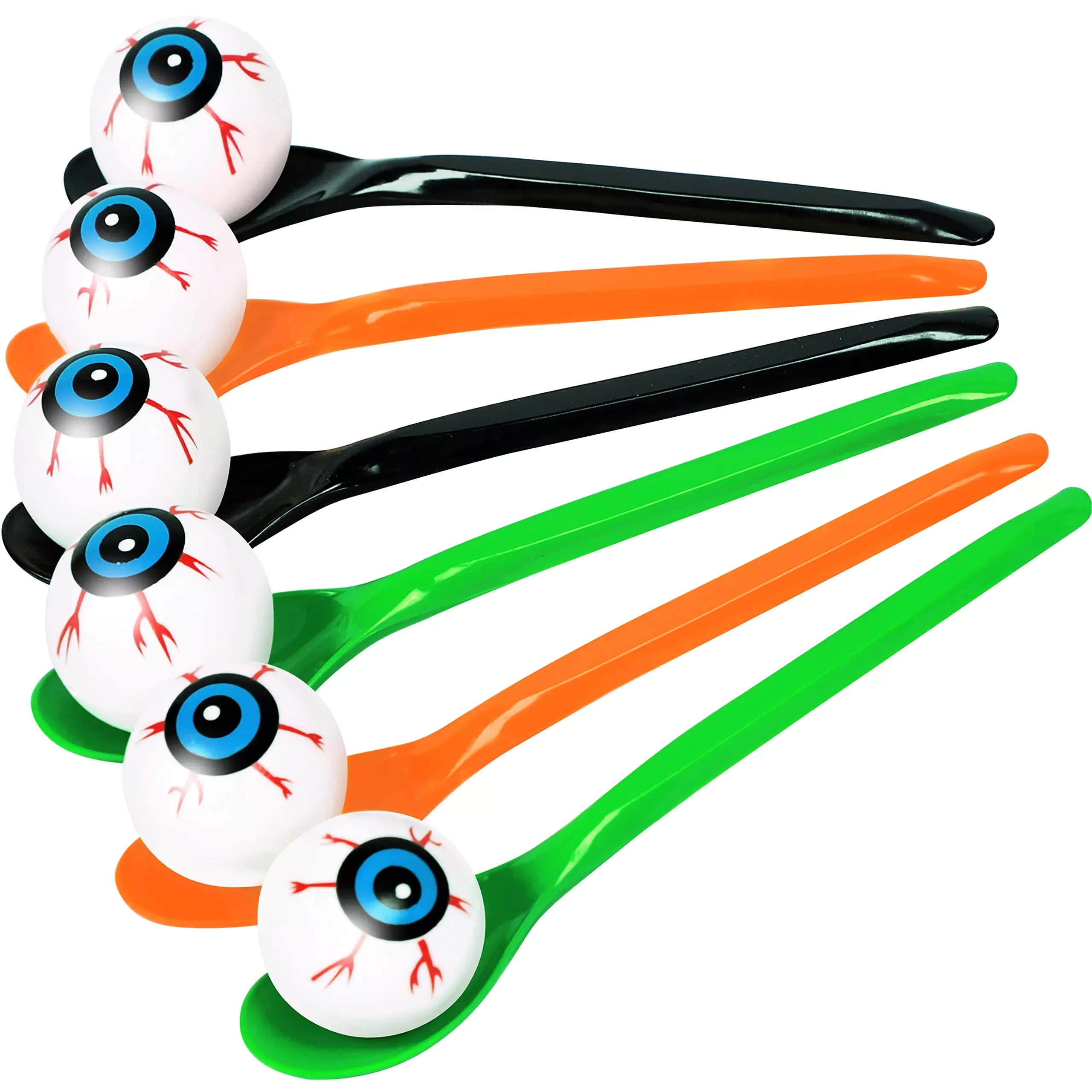Moon Boat Eyeball Spoon Race Game Set - 24 Pieces, Black, 12 Packs