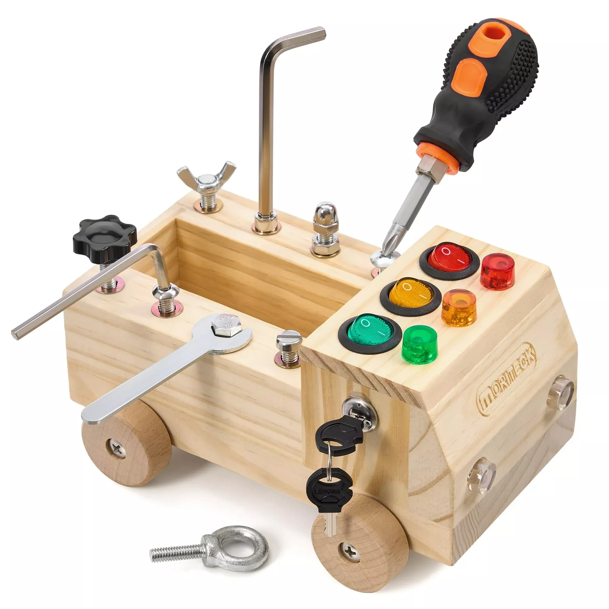 Moriteck Montessori Busy Board With Led Light, Screwdriver Tool Set To