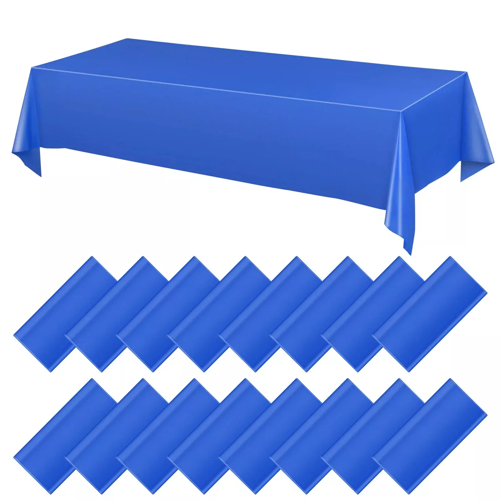Moukeren Blue Plastic Tablecloths 54"x108" for Party 16 Pieces