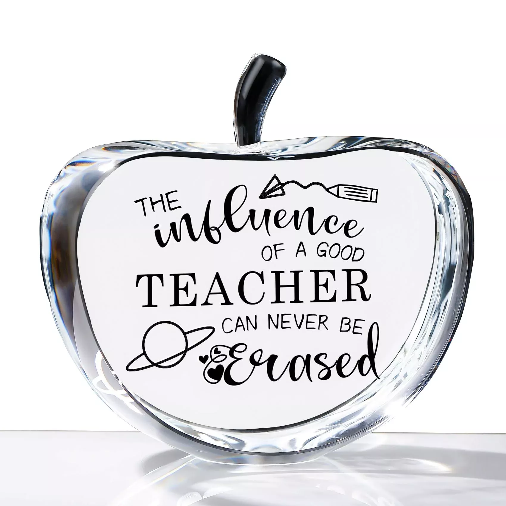 Movdyka Crystal Apple Keepsake - Teacher Gift, 3.9"x1.8