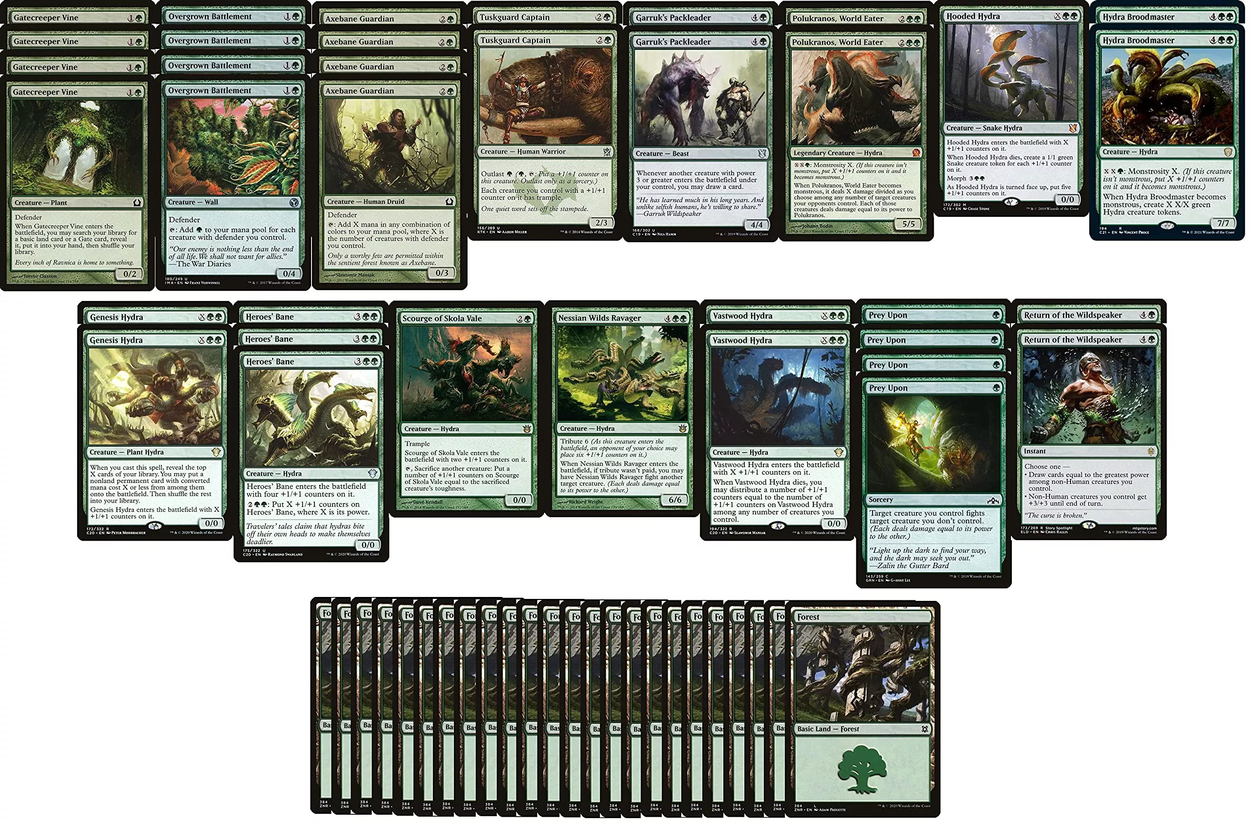 MTG Decks & More Elite Hydra Deck - Mono Green - Custom Built 60 Card