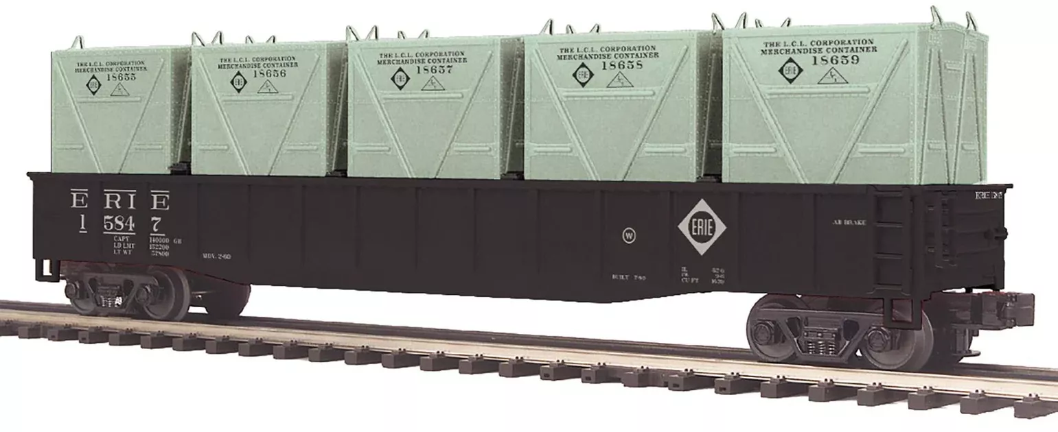 MTH Premier 20-95676 O Scale Gondola with Container Load Erie