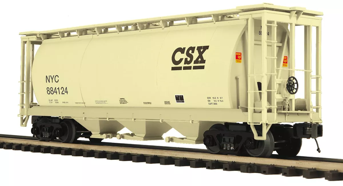MTH Premier 20-96824 O Scale 3-Bay Cylindrical Hopper CSX #s Vary