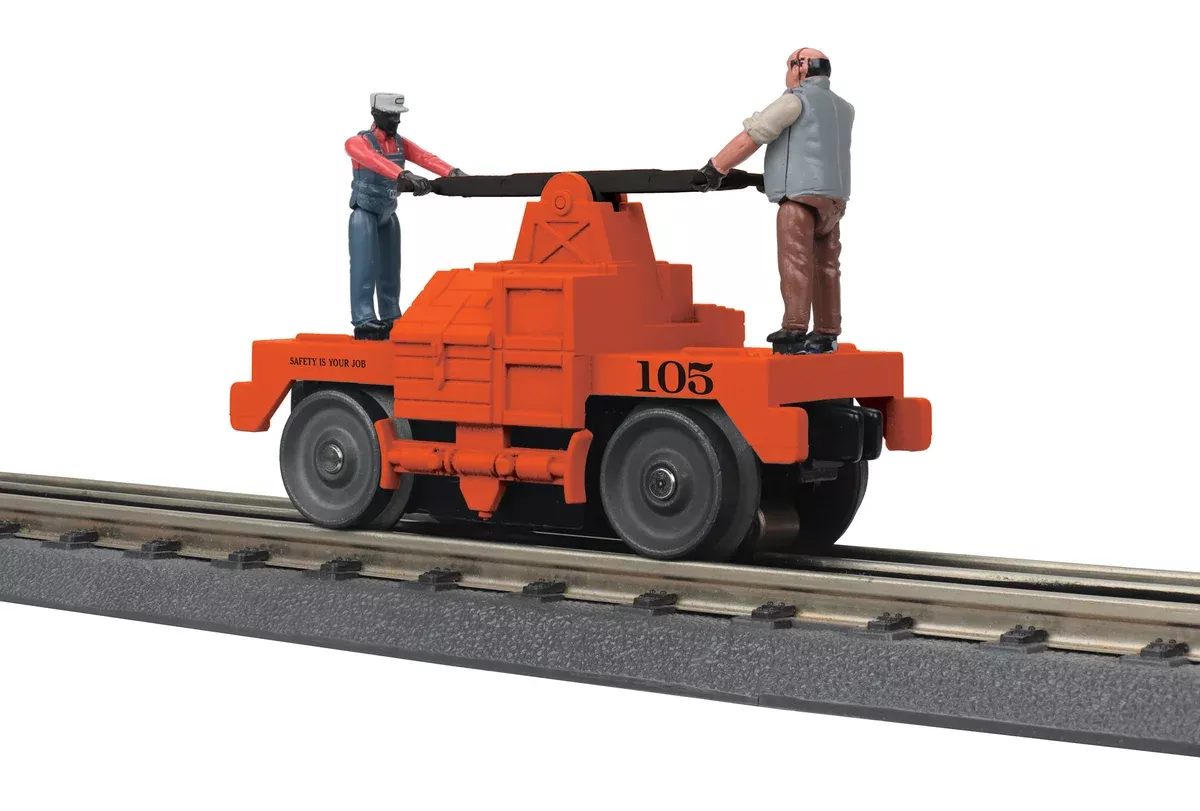 MTH RailKing 30-5236 O Gauge Operating Handcar - MOW Orange