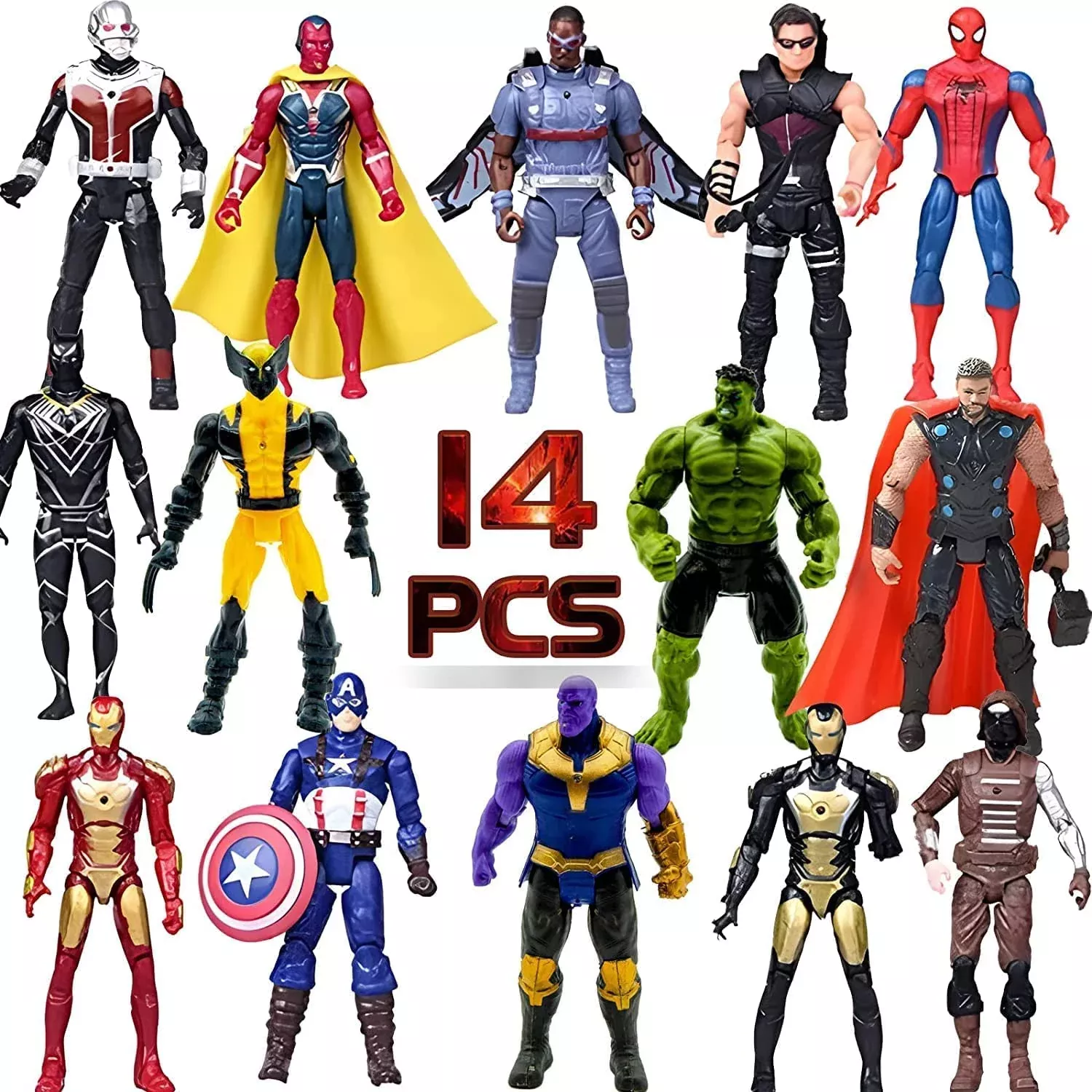 Muksse 14 Pcs Big Set Superhero Action Figures - Collectible Models 6.