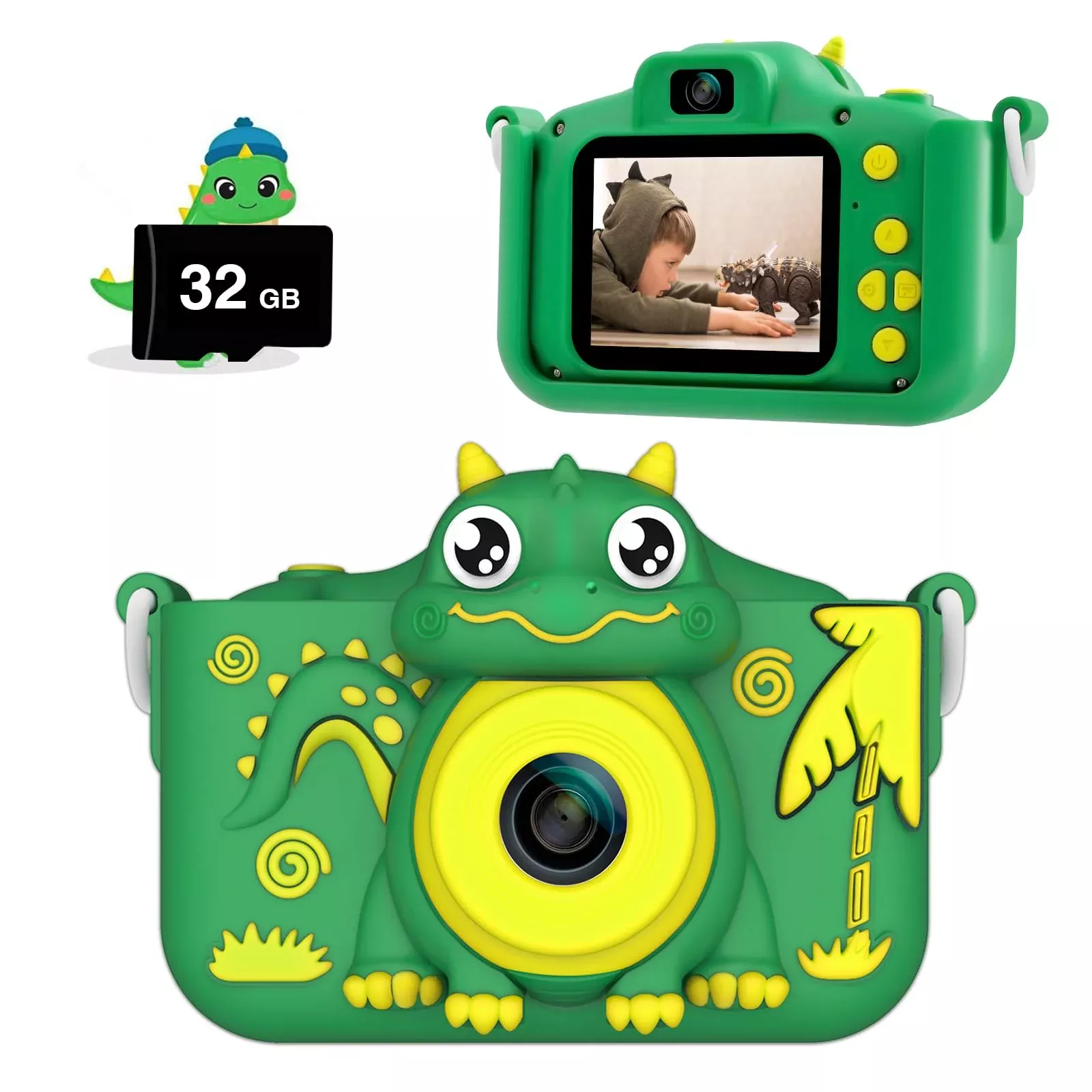 Mylorful Kids Camera, Cartoon Dinosaur Selfie Digital Camera Toys For
