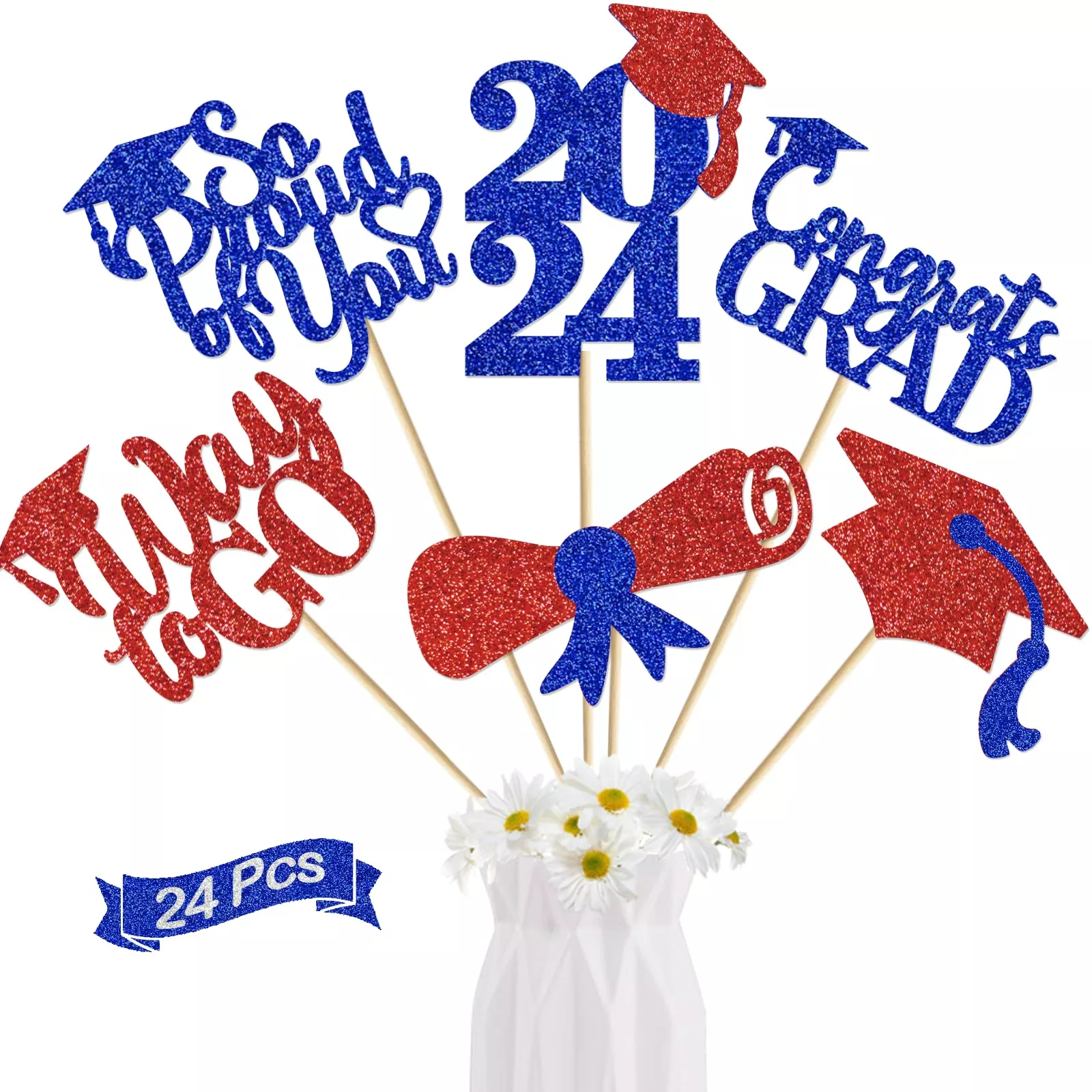 MZ.ogm Graduation Centerpieces for Class of 2025 - 24 Pcs